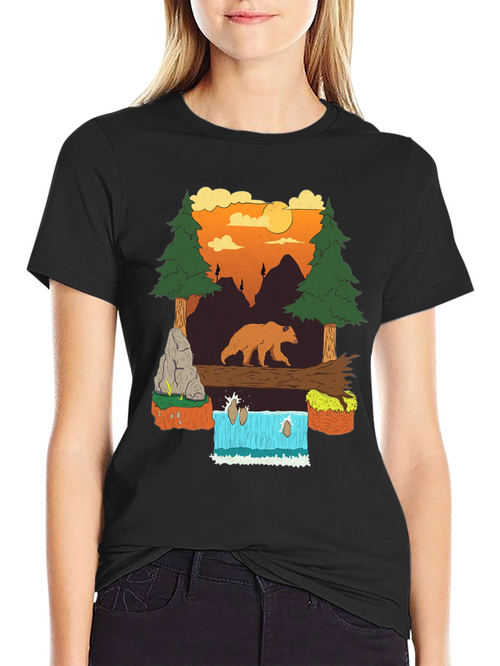 Bear and Waterfall Graphic Tee
