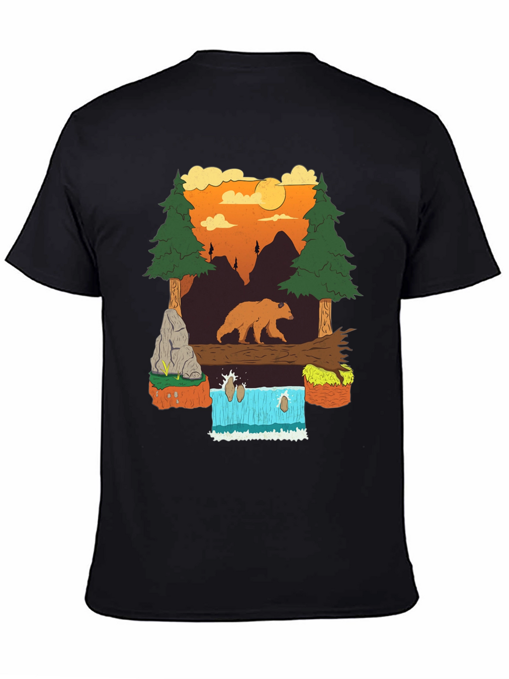 Bear and Waterfall Graphic Tee