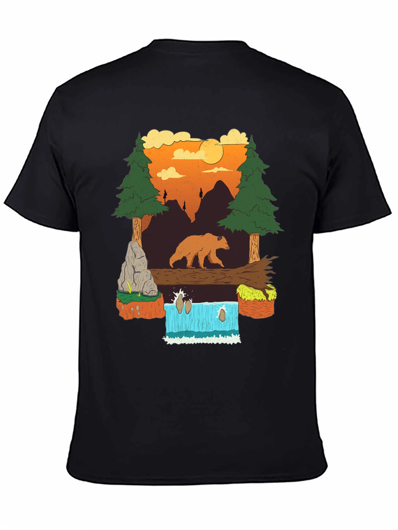 Bear and Waterfall Graphic Tee