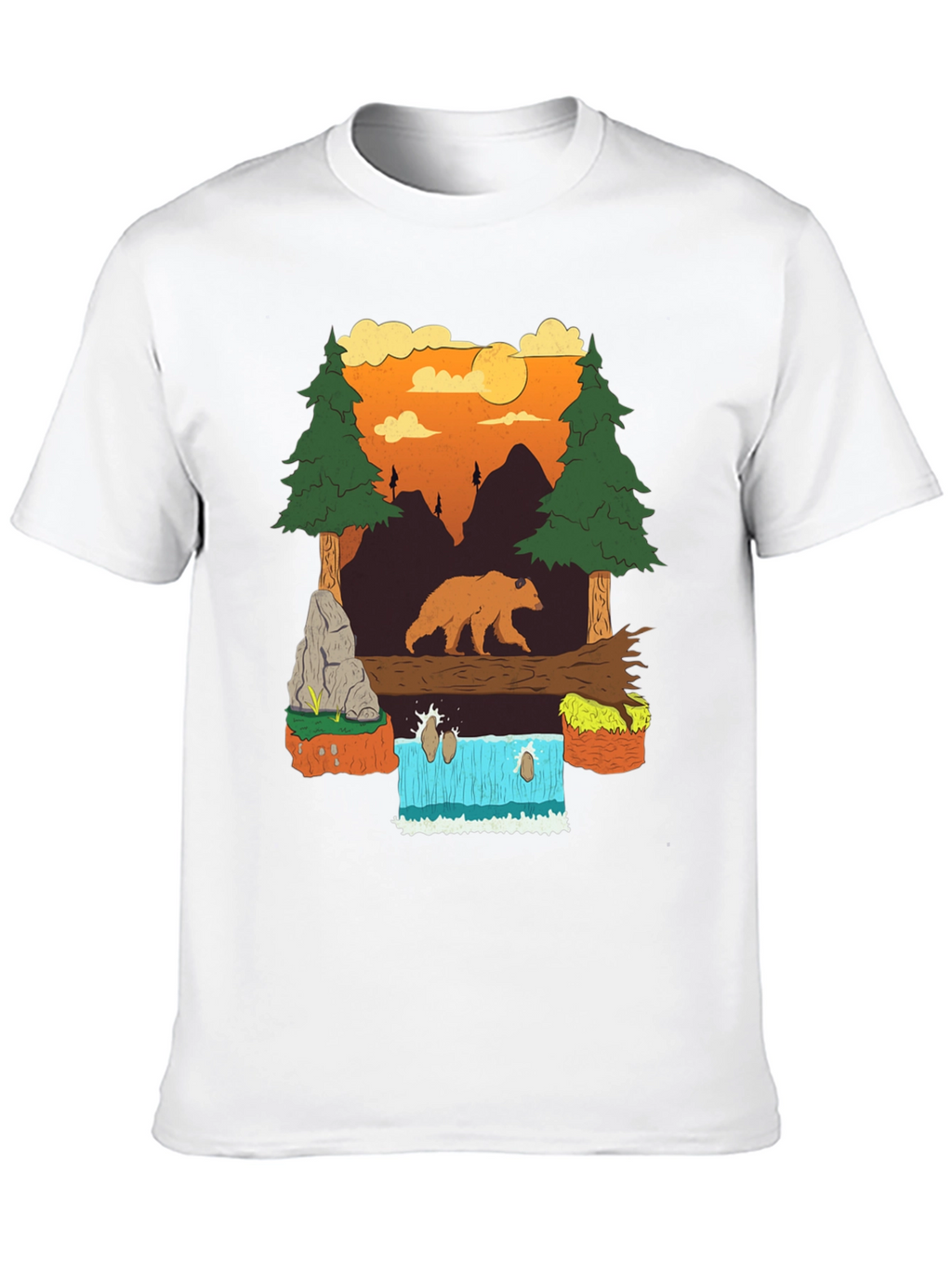 Bear and Waterfall Graphic Tee