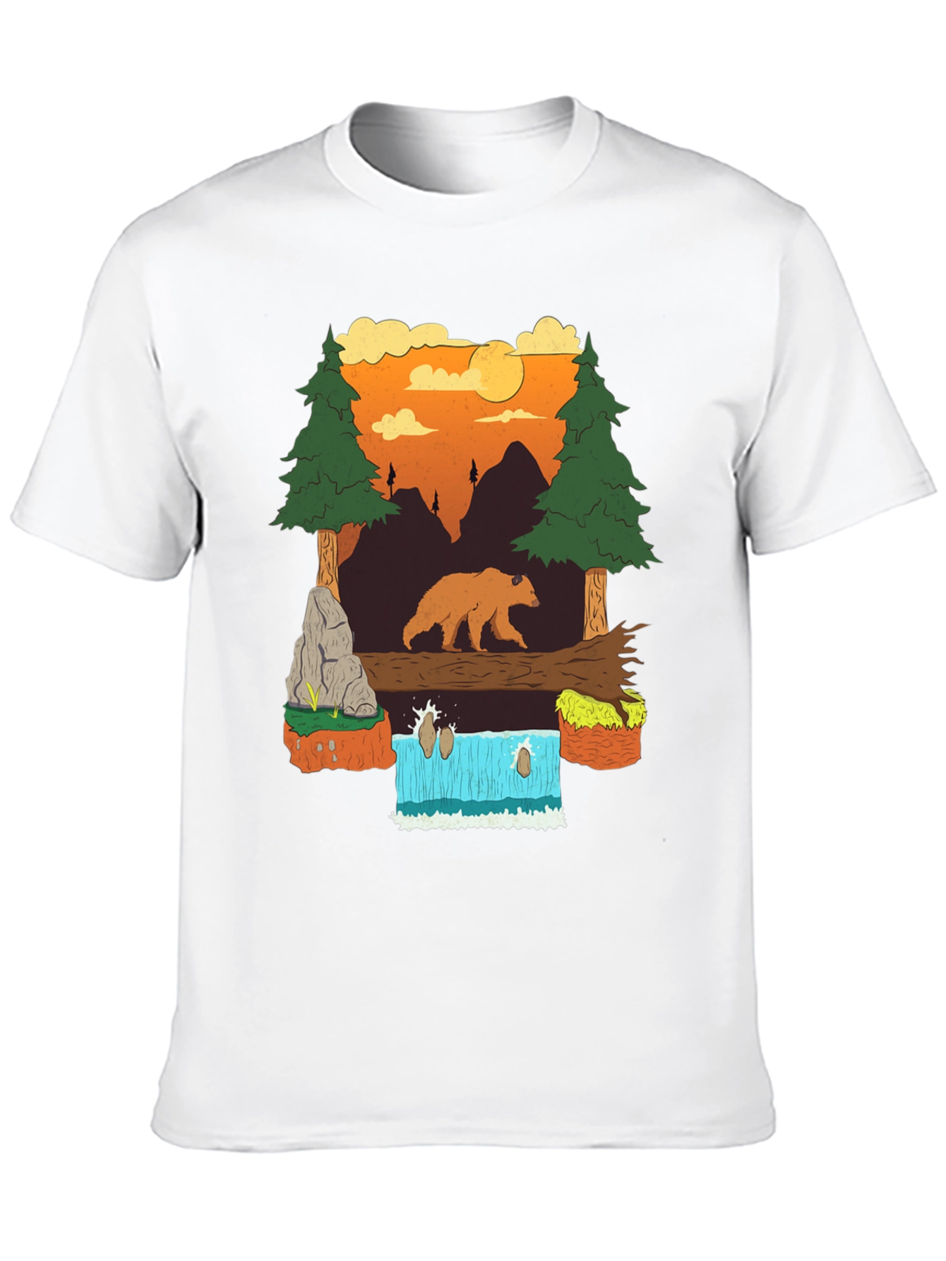 Bear and Waterfall Graphic Tee
