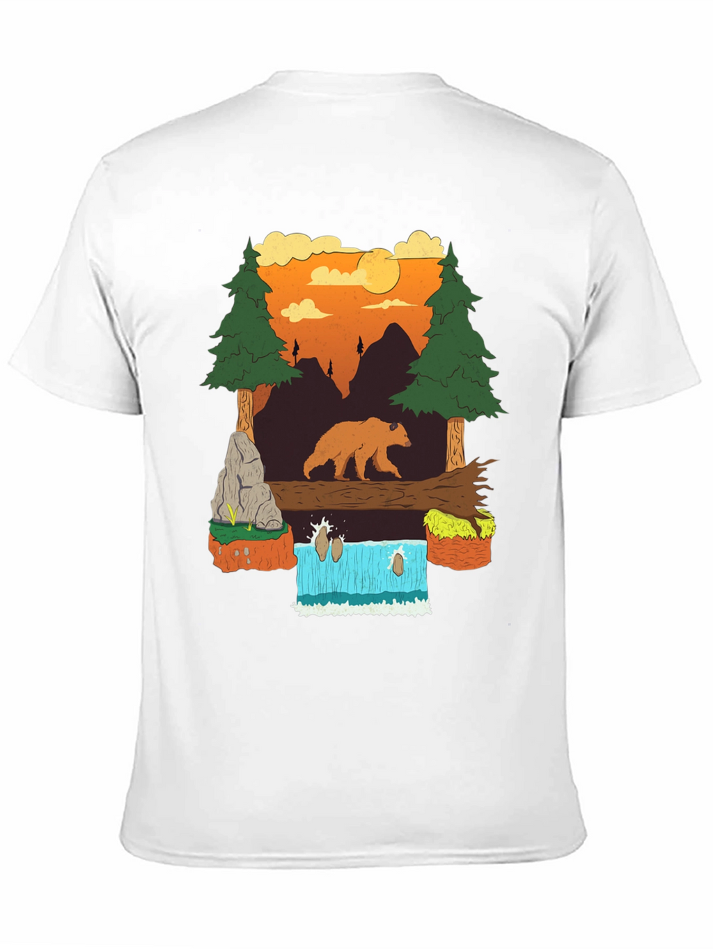 Bear and Waterfall Graphic Tee