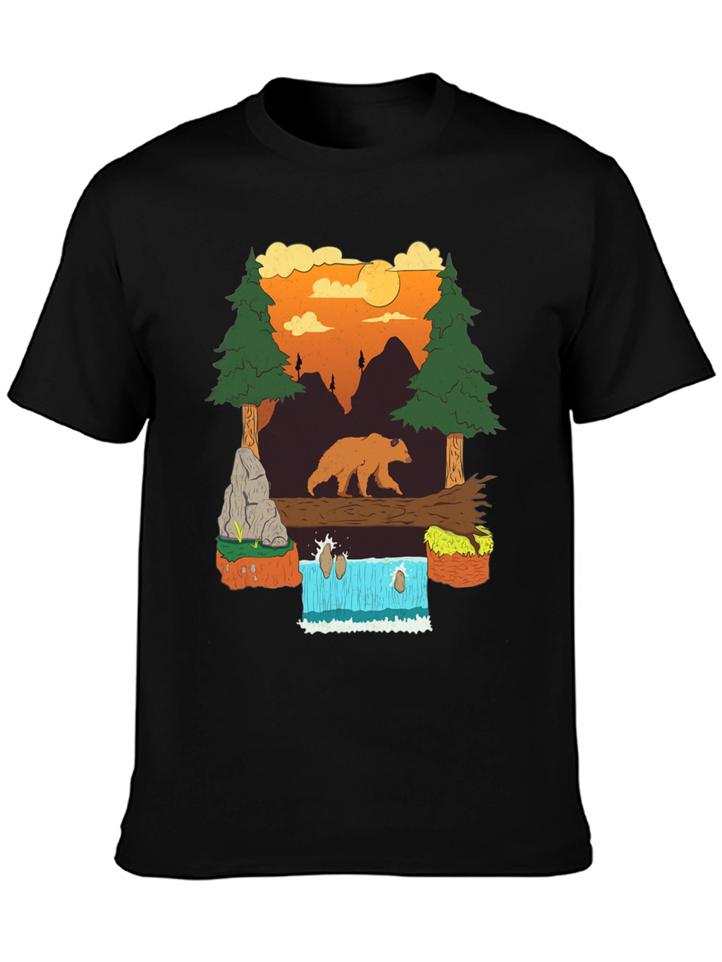Bear and Waterfall Graphic Tee