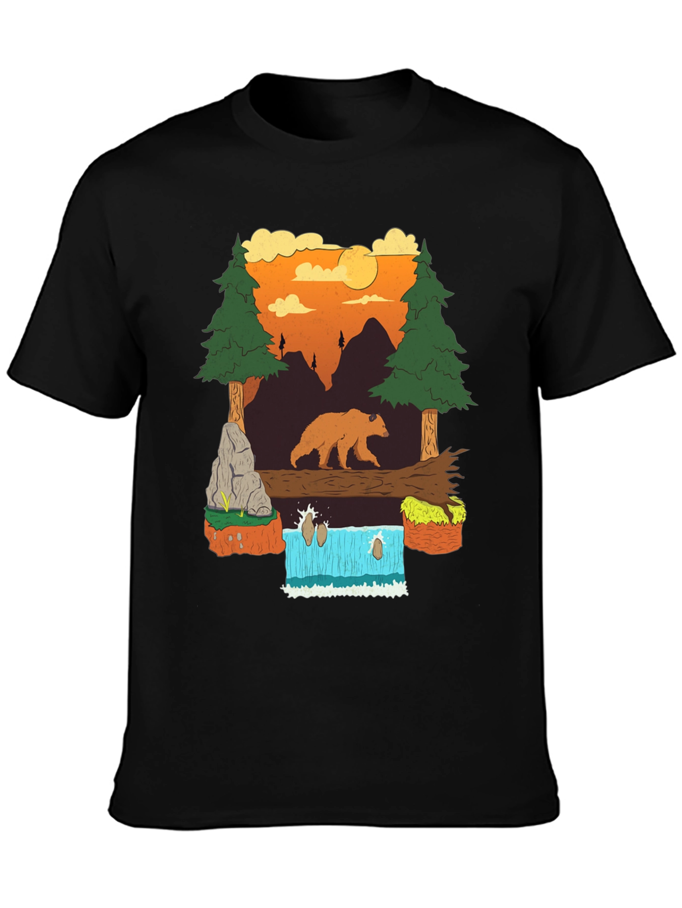 Bear and Waterfall Graphic Tee
