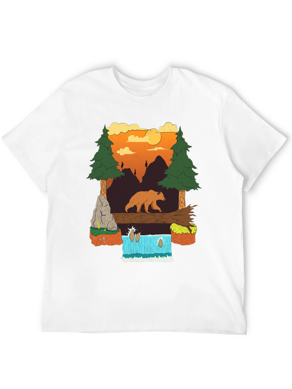 Bear and Waterfall Graphic Tee