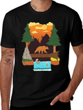 Bear and Waterfall Graphic Tee