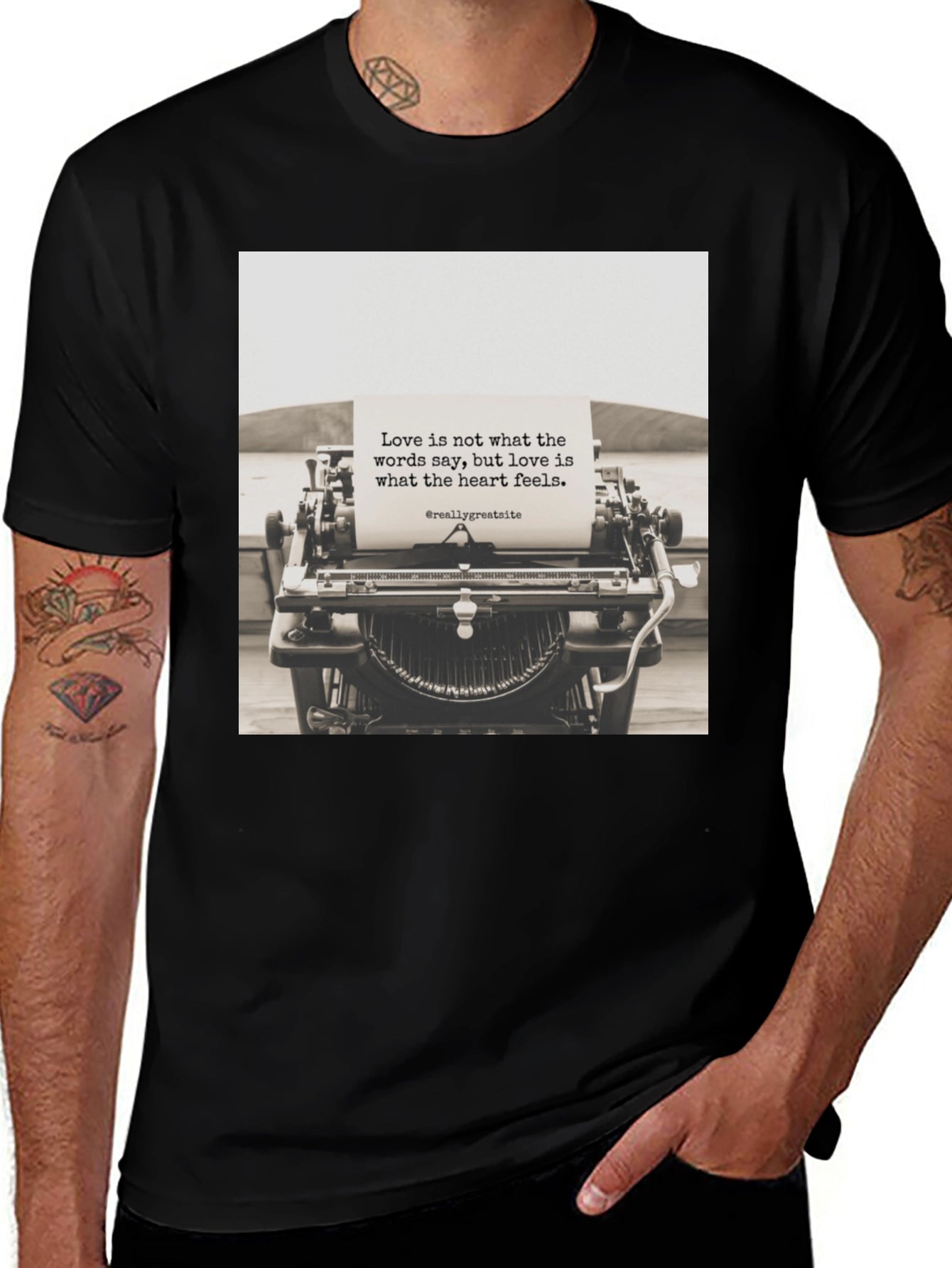 Love Quote Typewriter T-Shirt - Heart Feels Graphic Tee