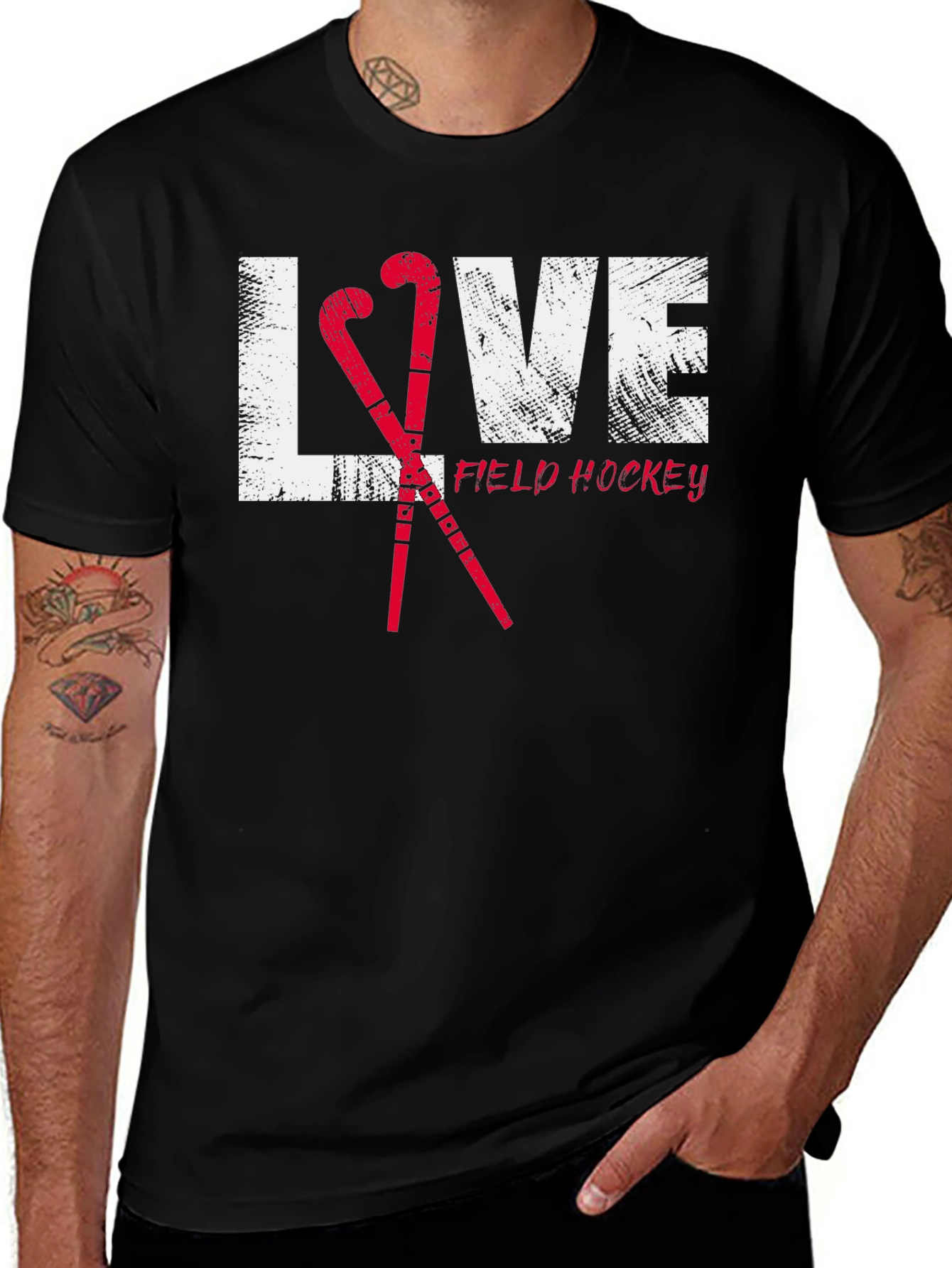 Love Field Hockey Black Graphic Tee