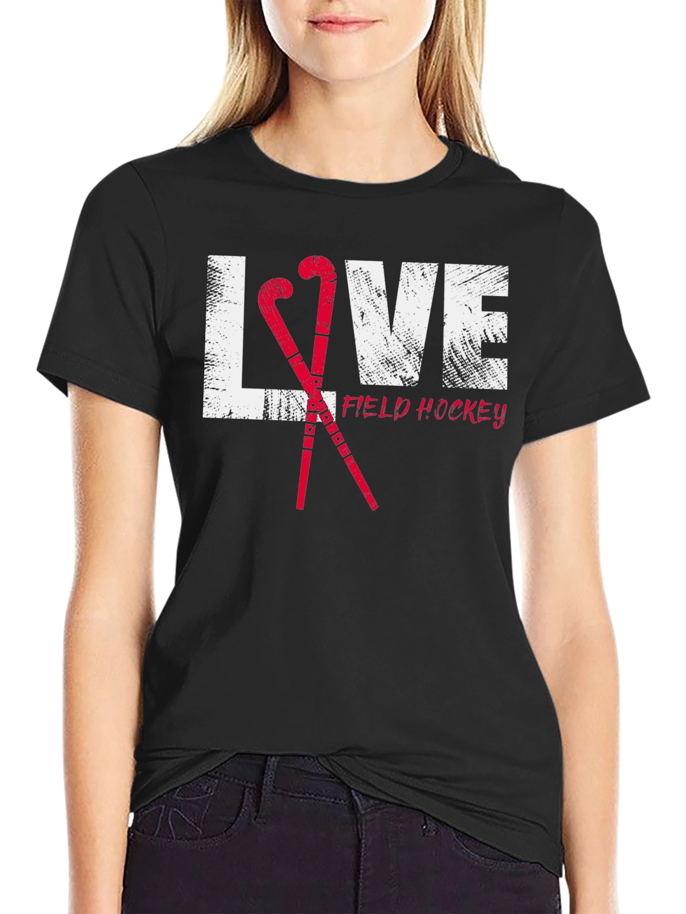 Love Field Hockey Black Graphic Tee