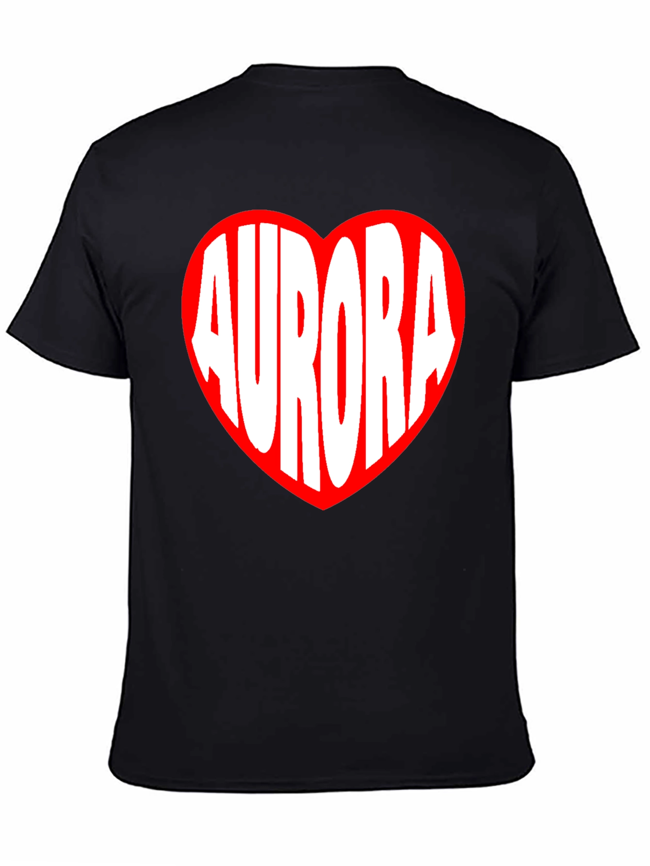 Aurora Heart Graphic Tee - Black Cotton T-Shirt