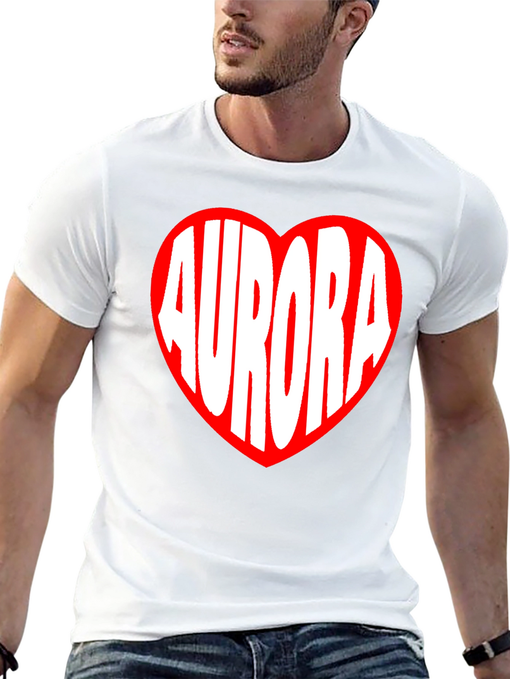 Aurora Heart Graphic Tee - Black Cotton T-Shirt