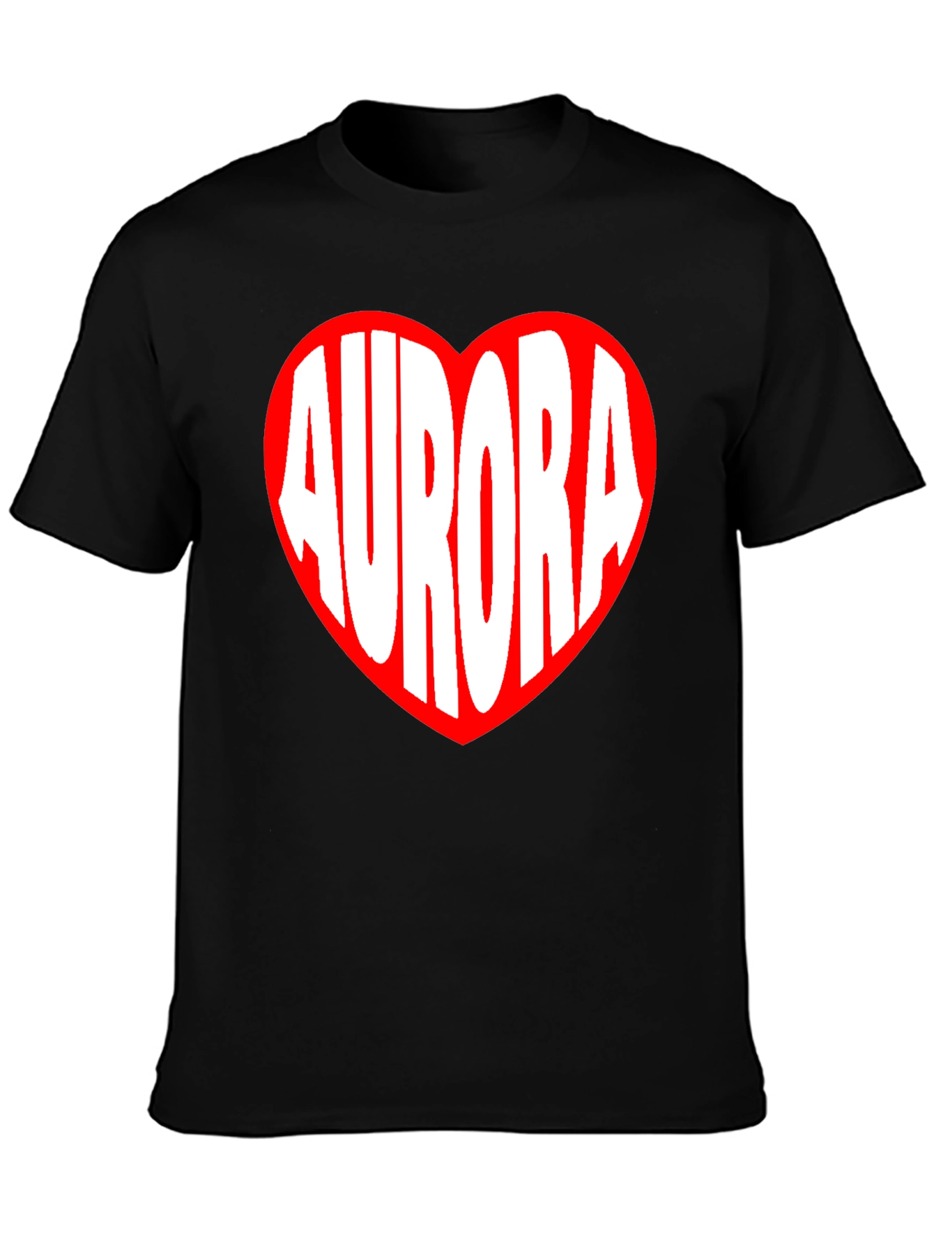 Aurora Heart Graphic Tee - Black Cotton T-Shirt