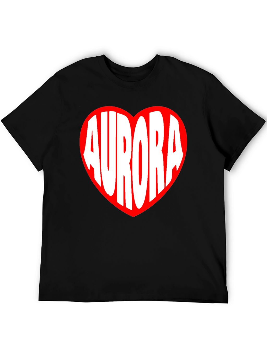 Aurora Heart Graphic Tee - Black Cotton T-Shirt