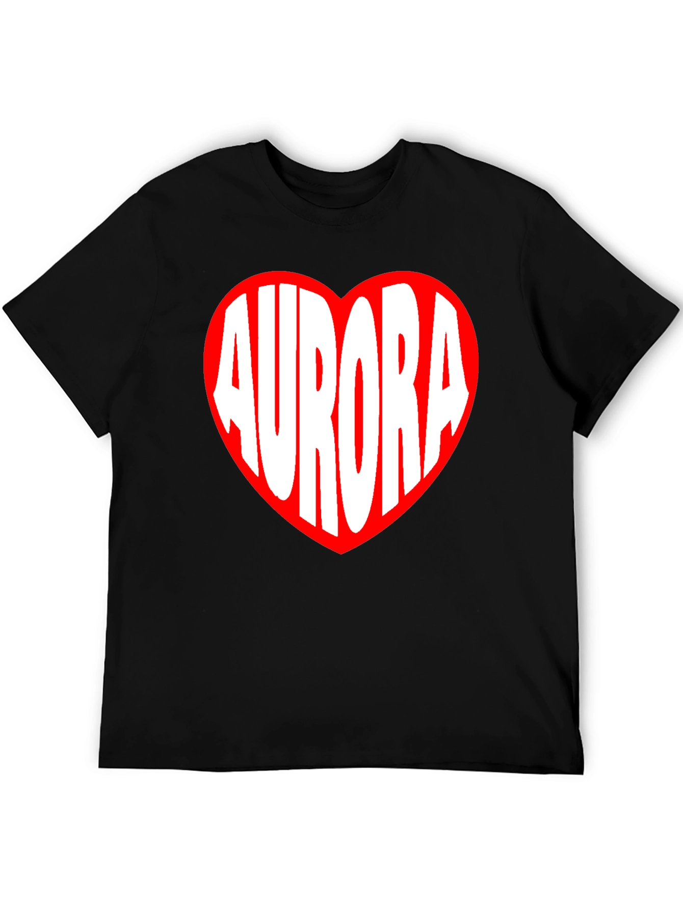 Aurora Heart Graphic Tee - Black Cotton T-Shirt