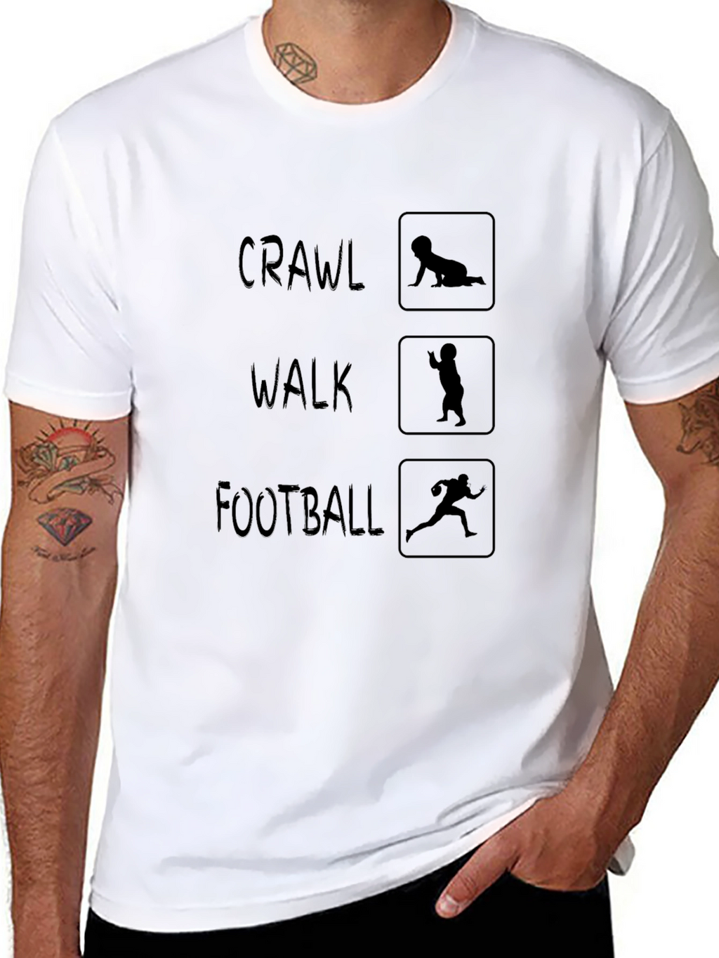 Crawl Walk Football Mens Black T-Shirt