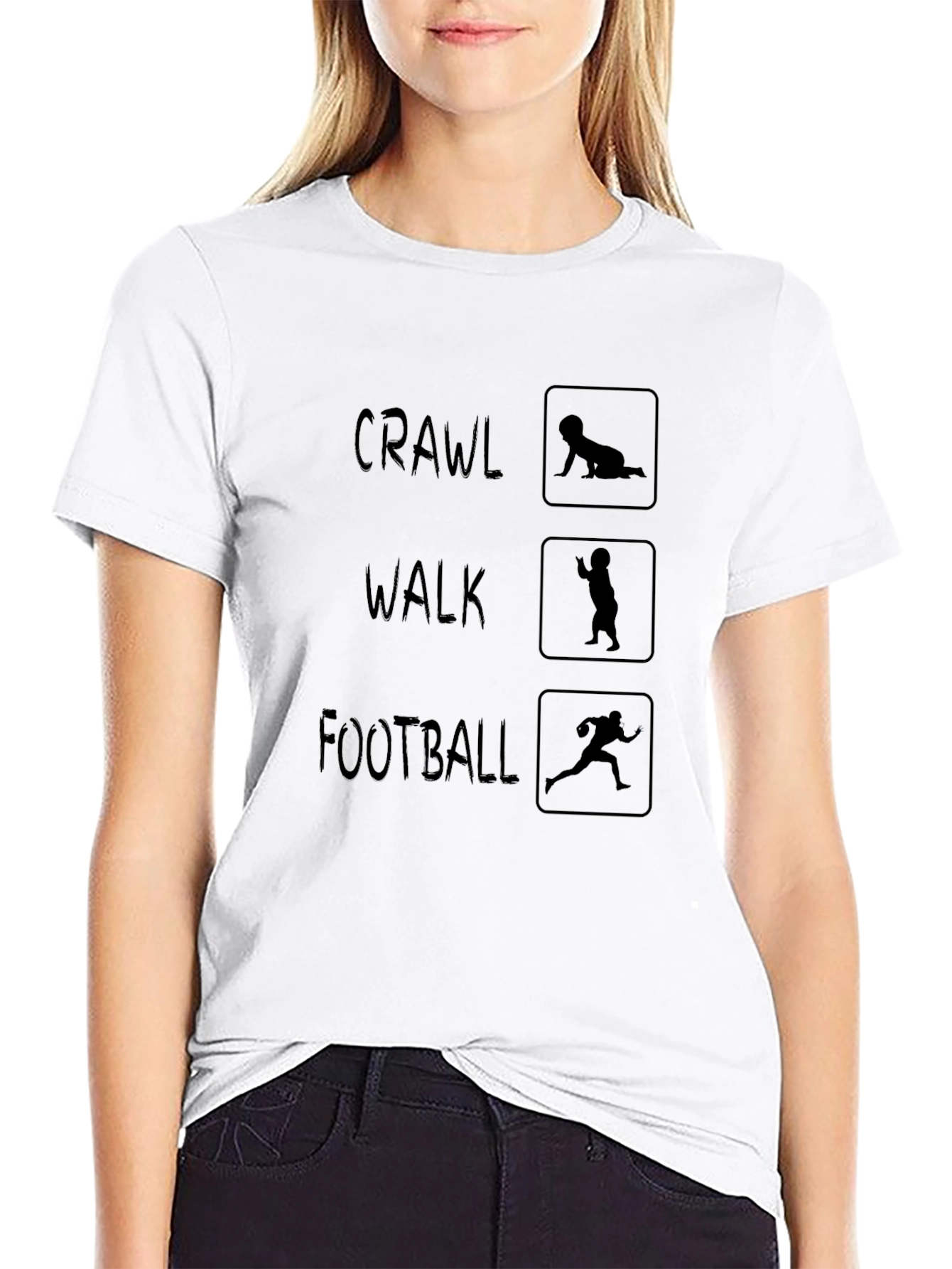 Crawl Walk Football Mens Black T-Shirt