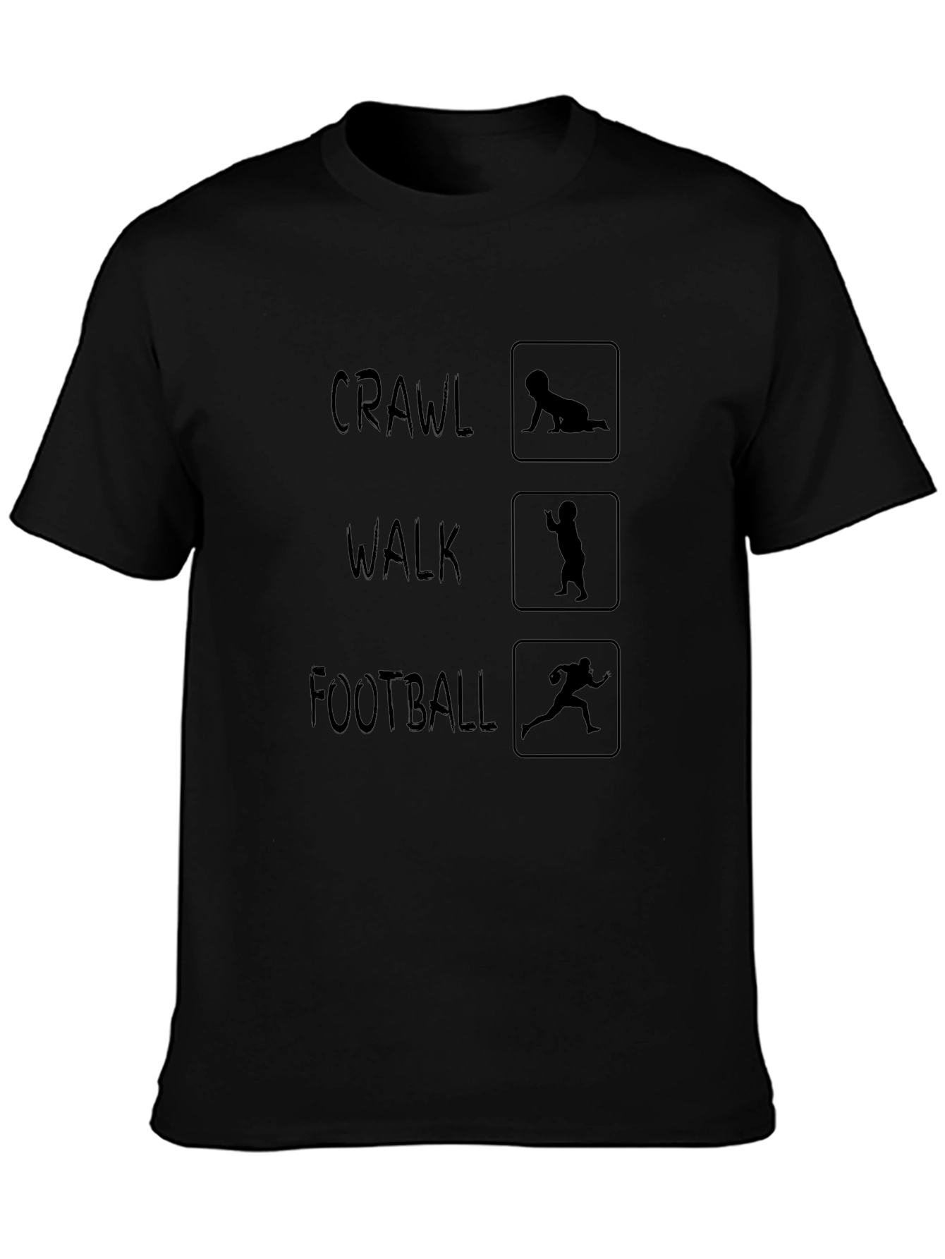Crawl Walk Football Mens Black T-Shirt