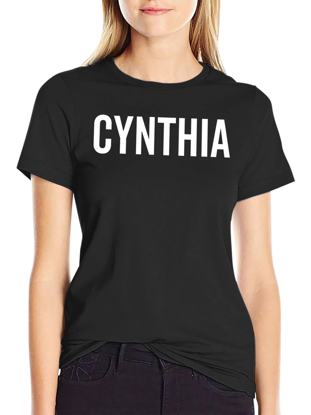 Cynthia Graphic T-Shirt - Black Crew Neck Tee