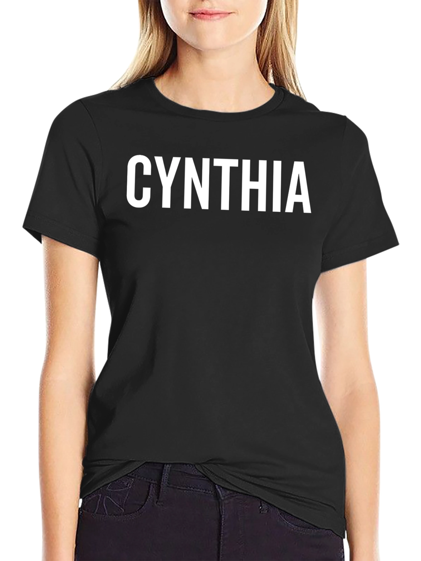 Cynthia Graphic T-Shirt - Black Crew Neck Tee