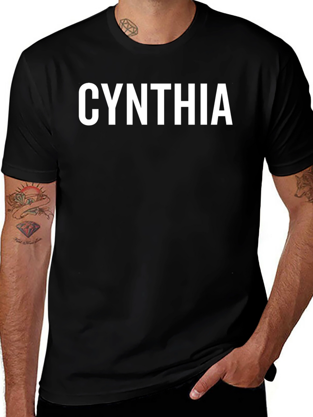 Cynthia Graphic T-Shirt - Black Crew Neck Tee