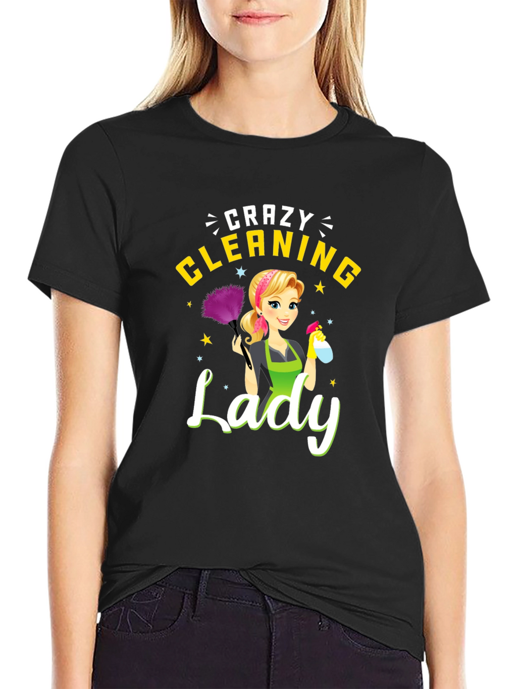 Crazy Cleaning Lady Graphic Tee