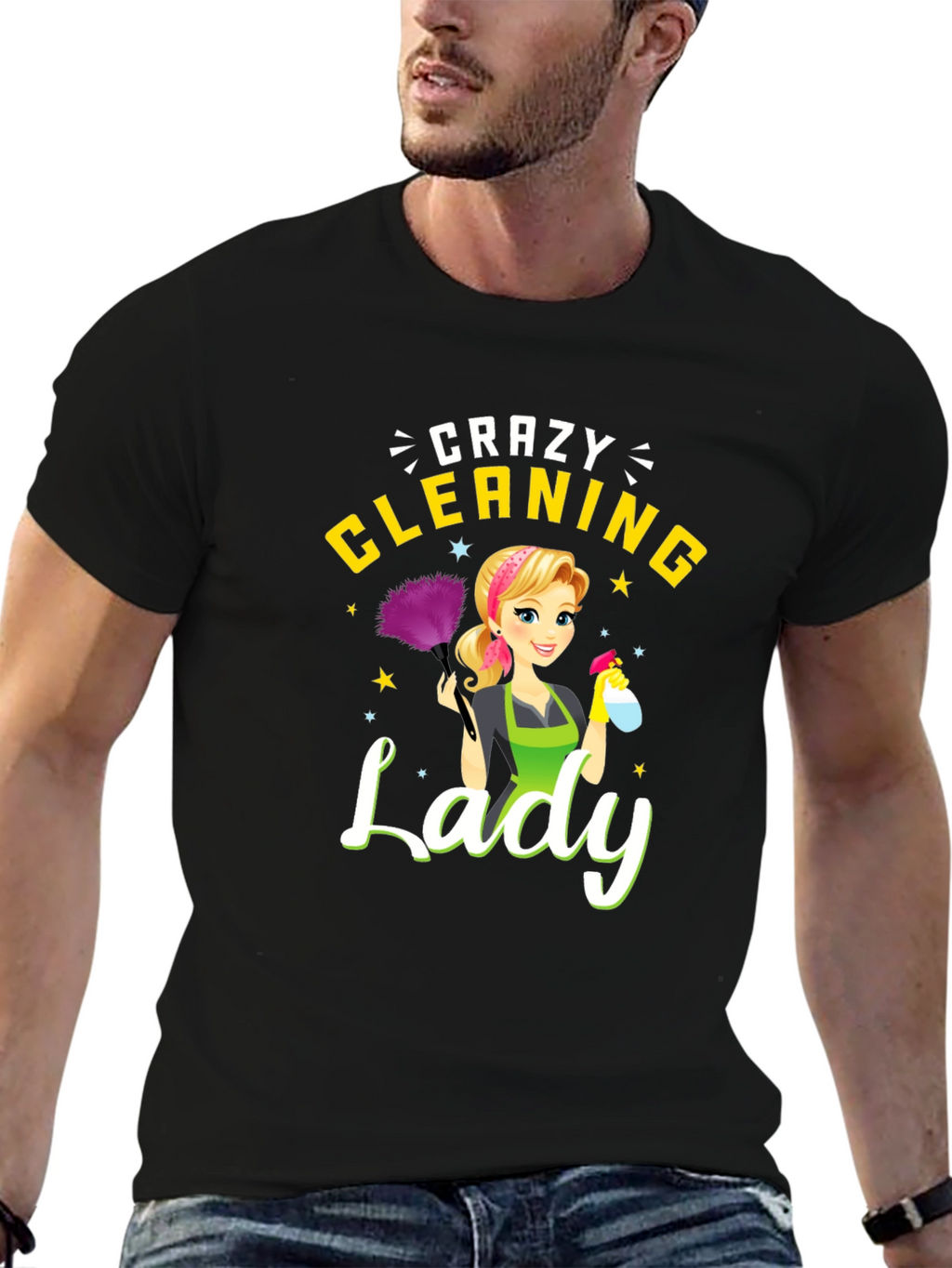 Crazy Cleaning Lady Graphic Tee