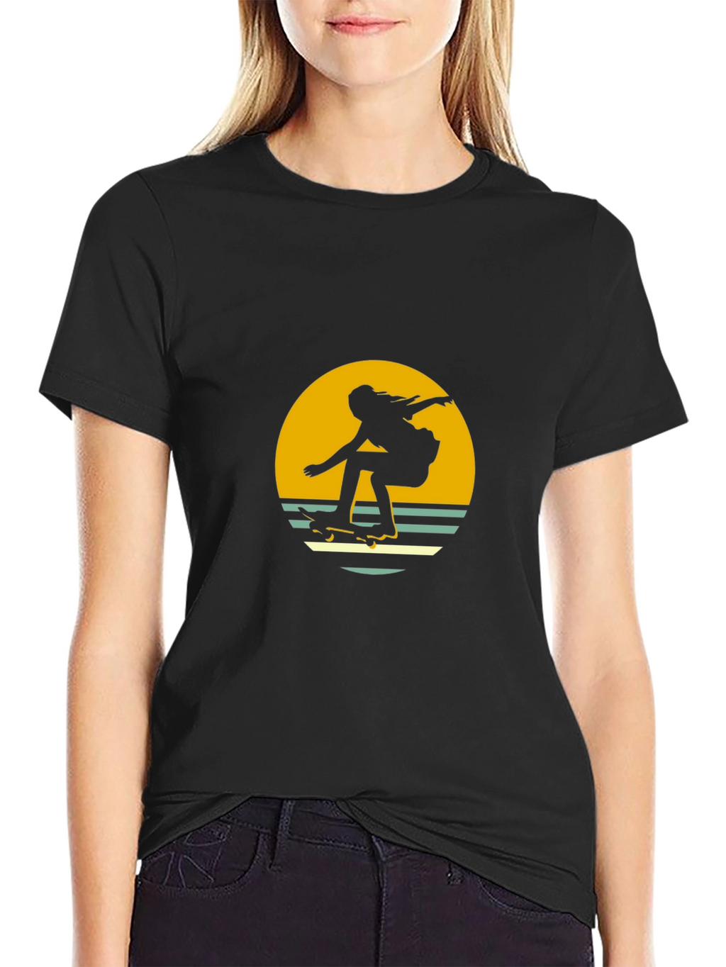 Retro Skater Graphic Tee - Black