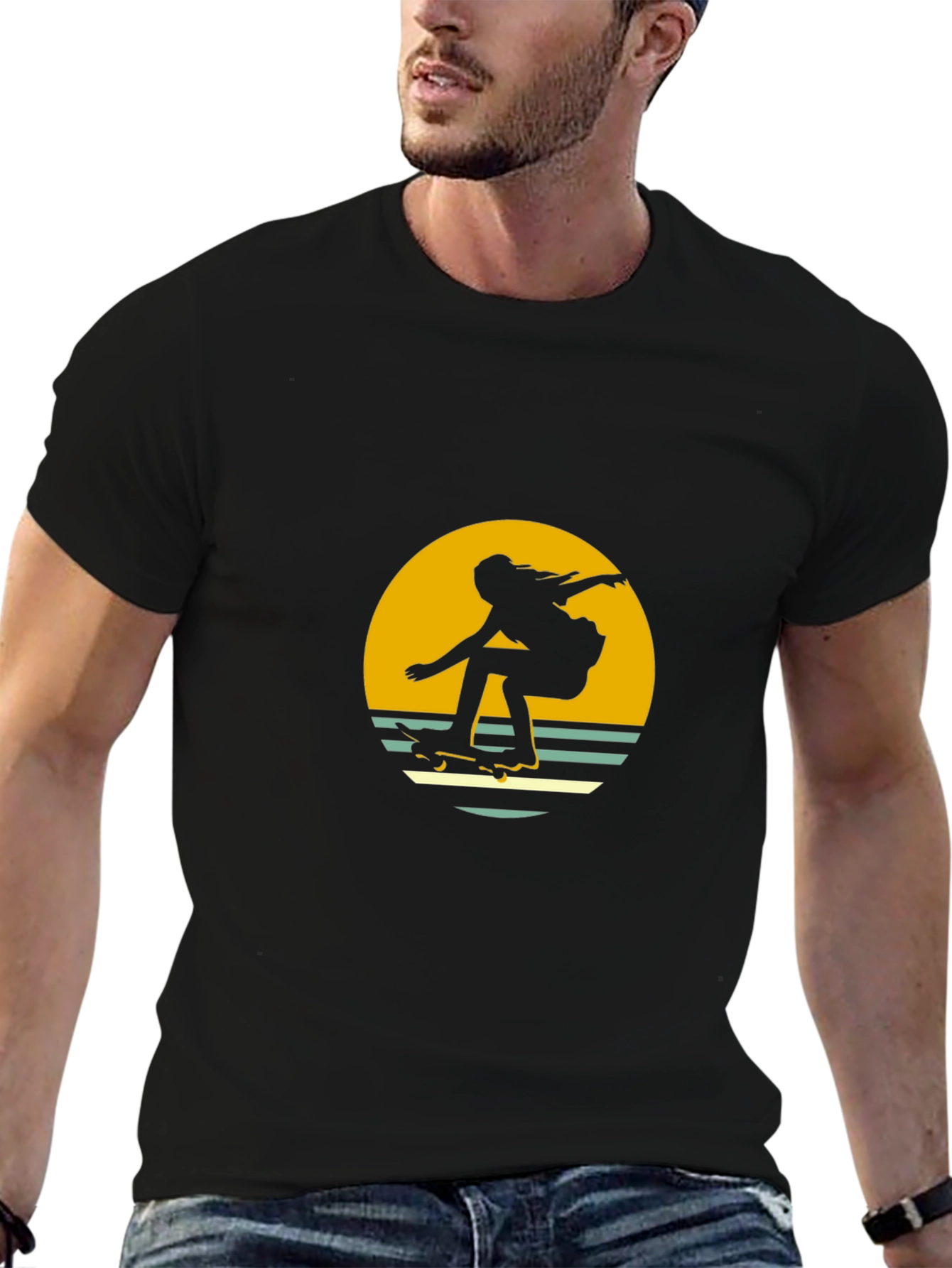Retro Skater Graphic Tee - Black