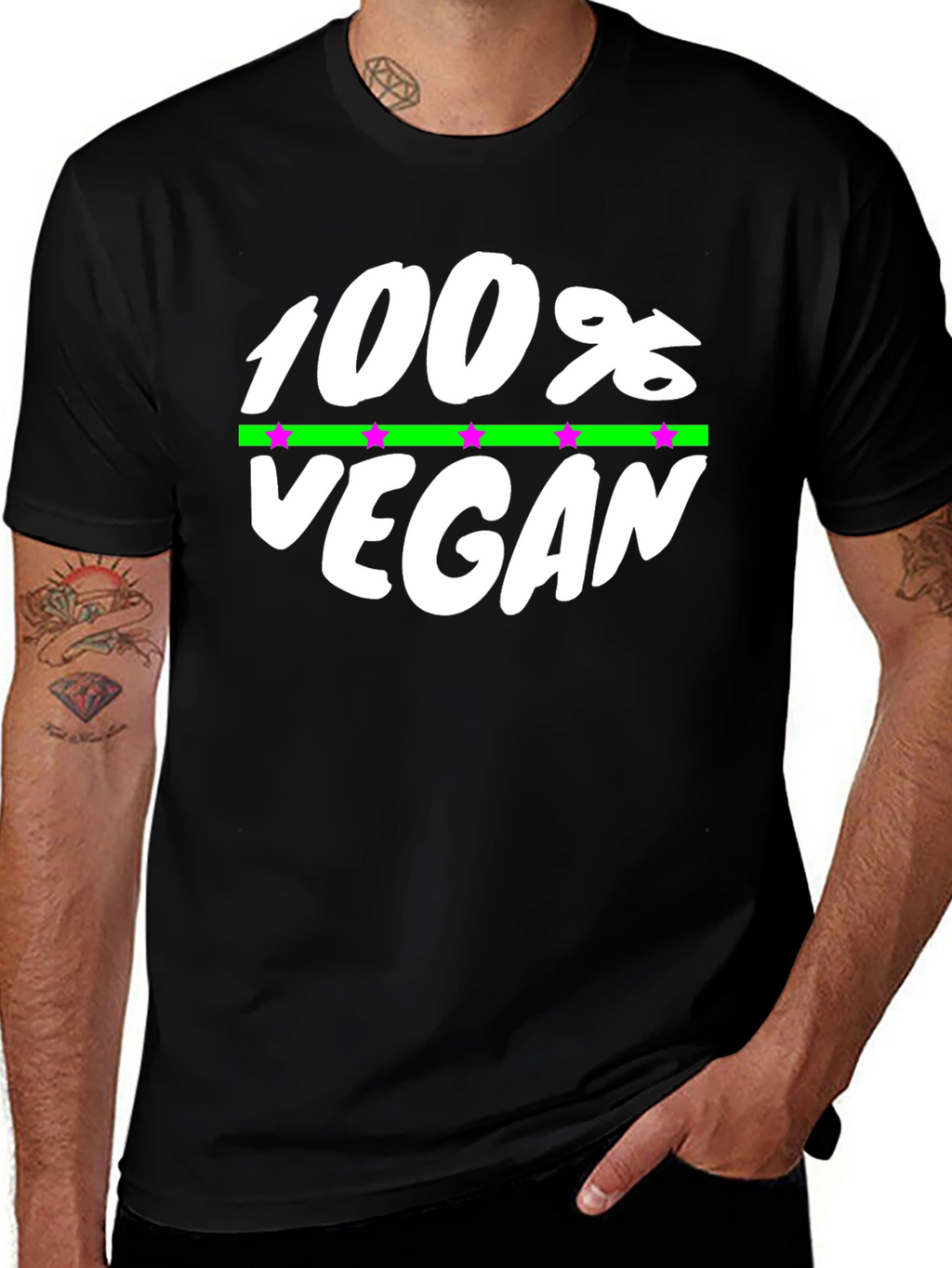 100% Vegan Graphic Tee - Black