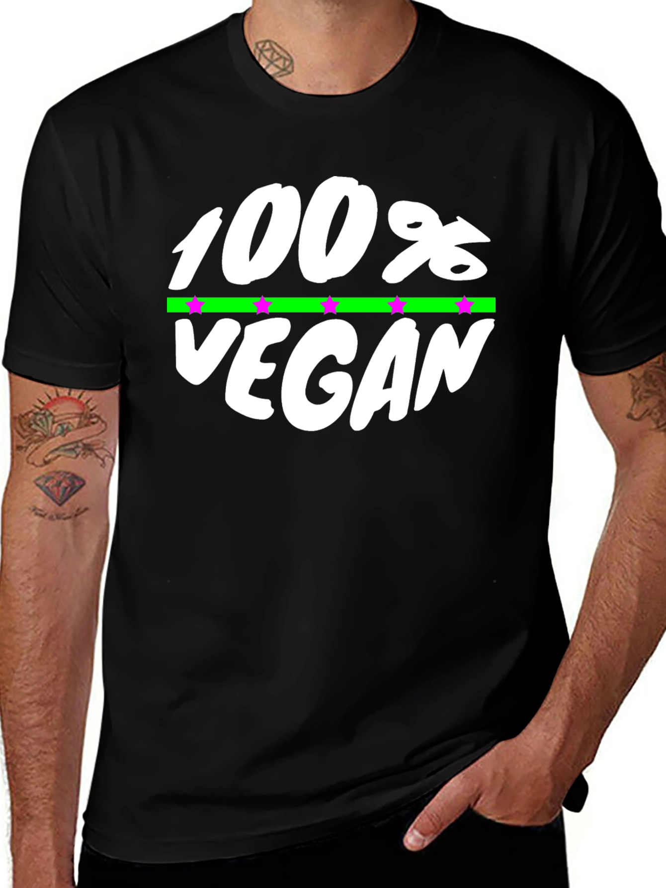 100% Vegan Graphic Tee - Black