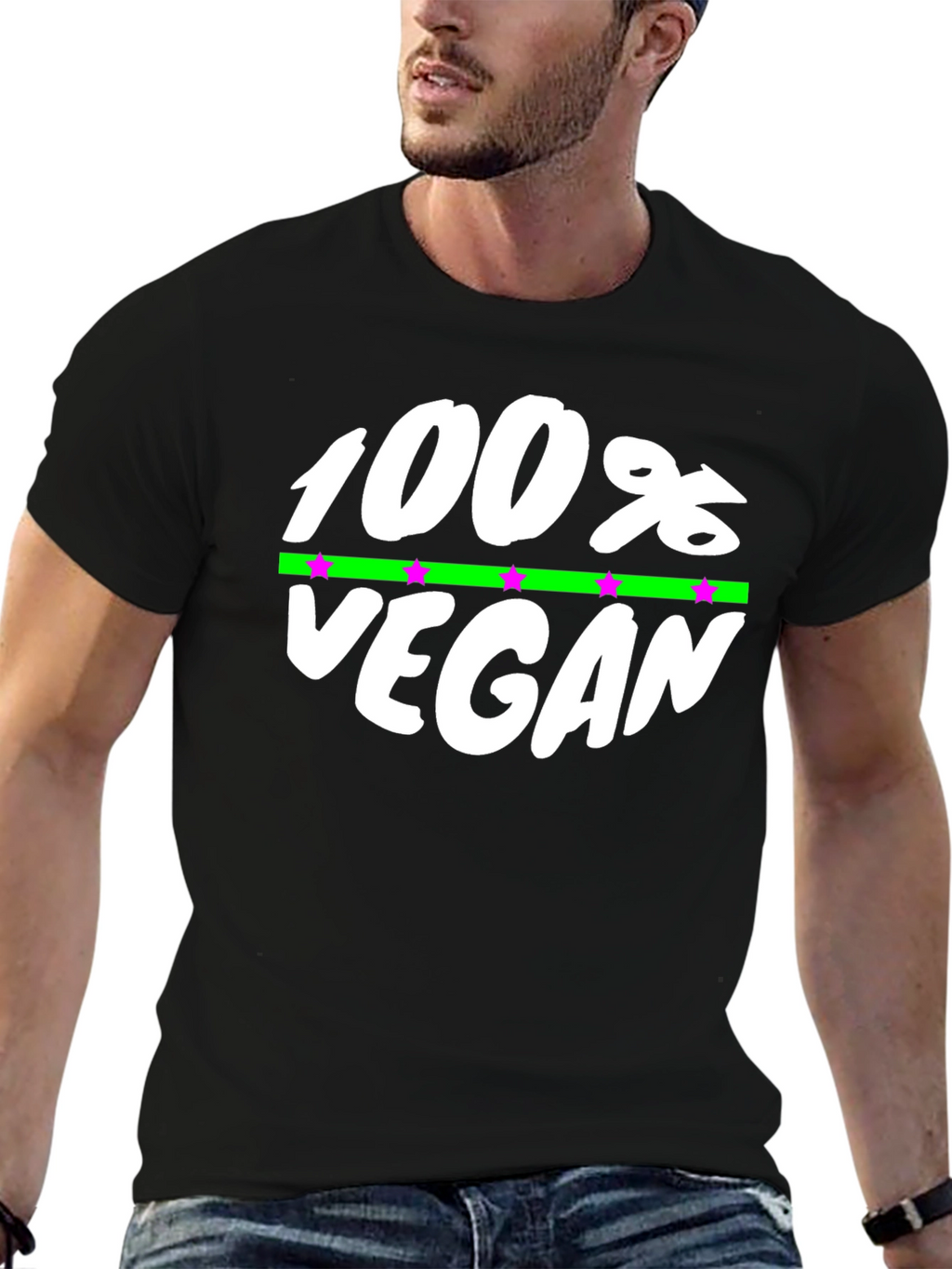 100% Vegan Graphic Tee - Black