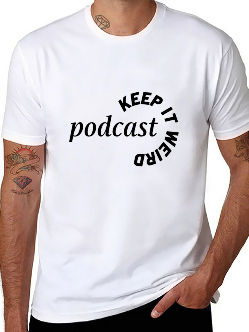 Podcast Keep It Weird Black Graphic T-Shirt