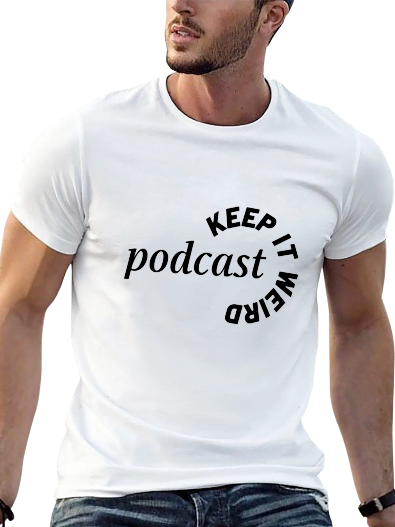 Podcast Keep It Weird Black Graphic T-Shirt