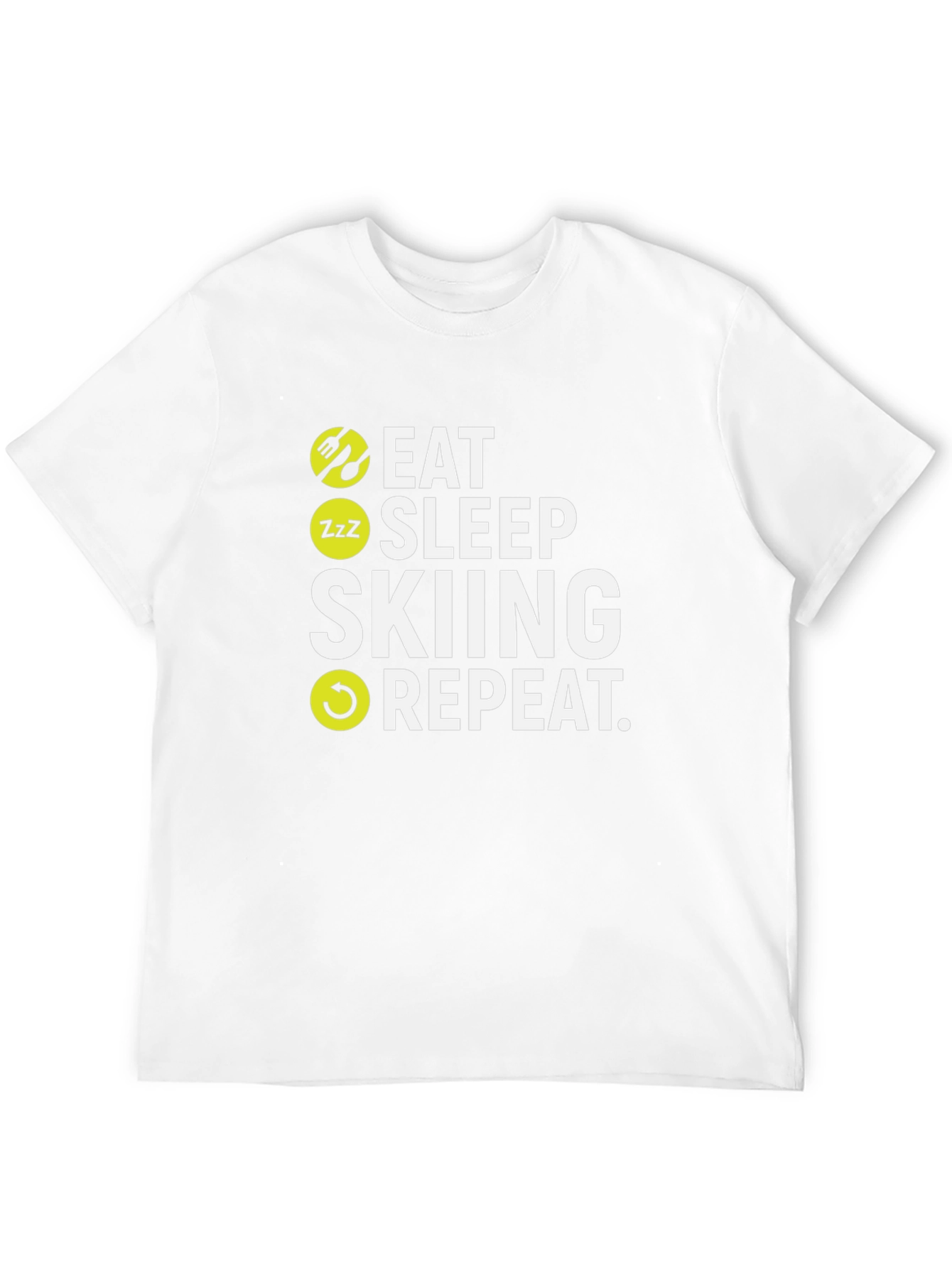 Eat Sleep Skiing Repeat Black T-Shirt
