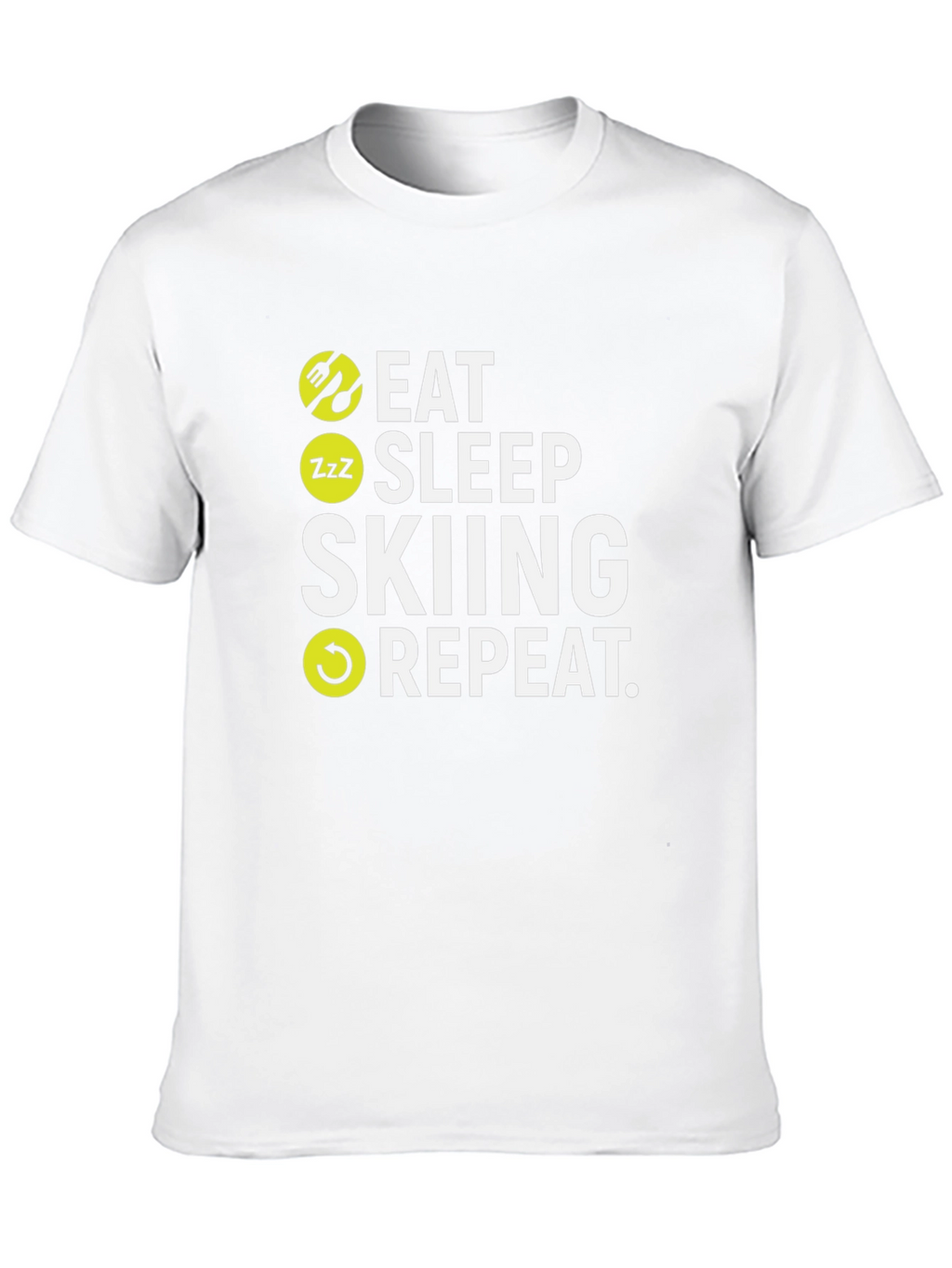 Eat Sleep Skiing Repeat Black T-Shirt