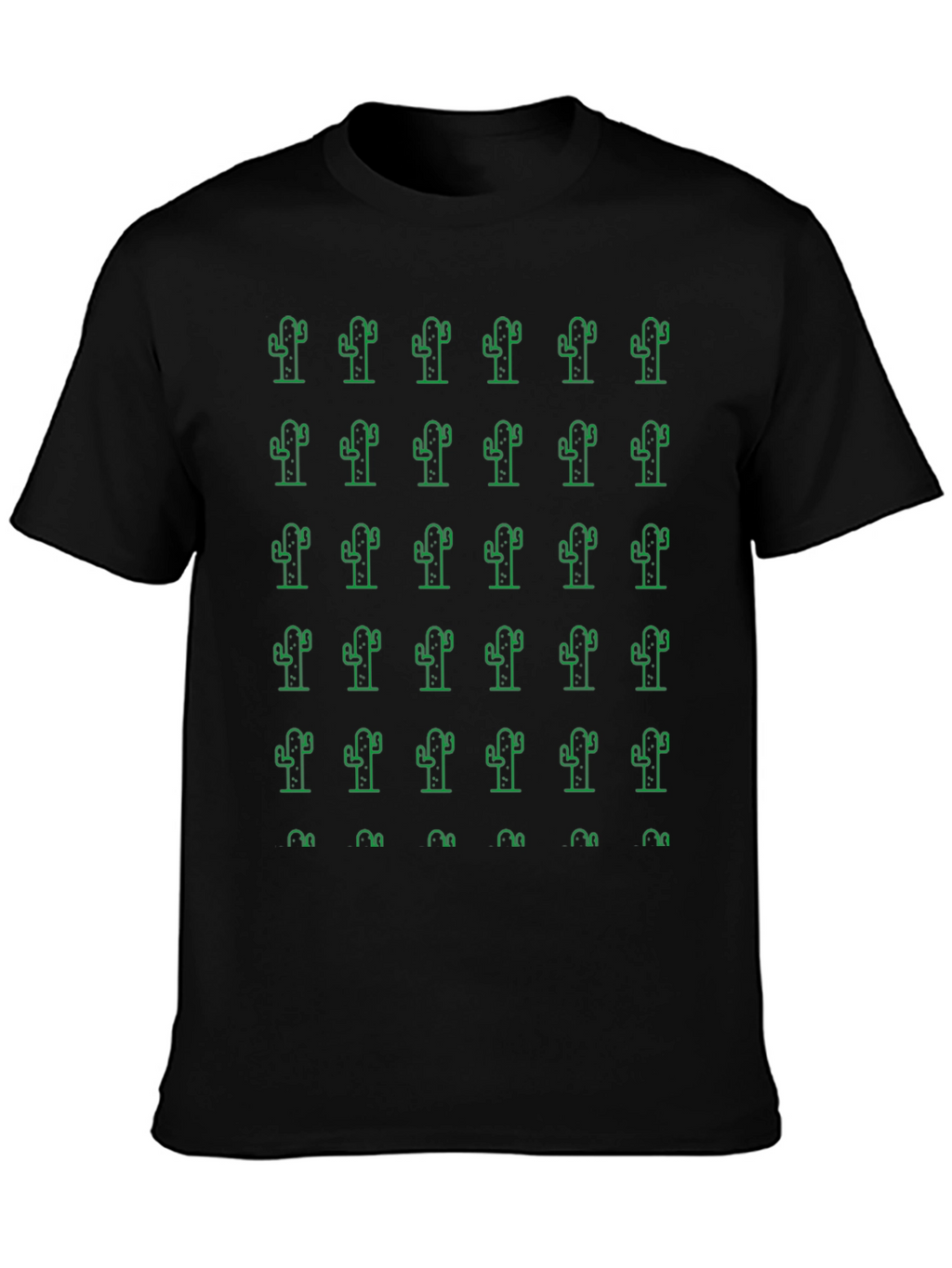 Cactus Pattern Crew Neck T-Shirt