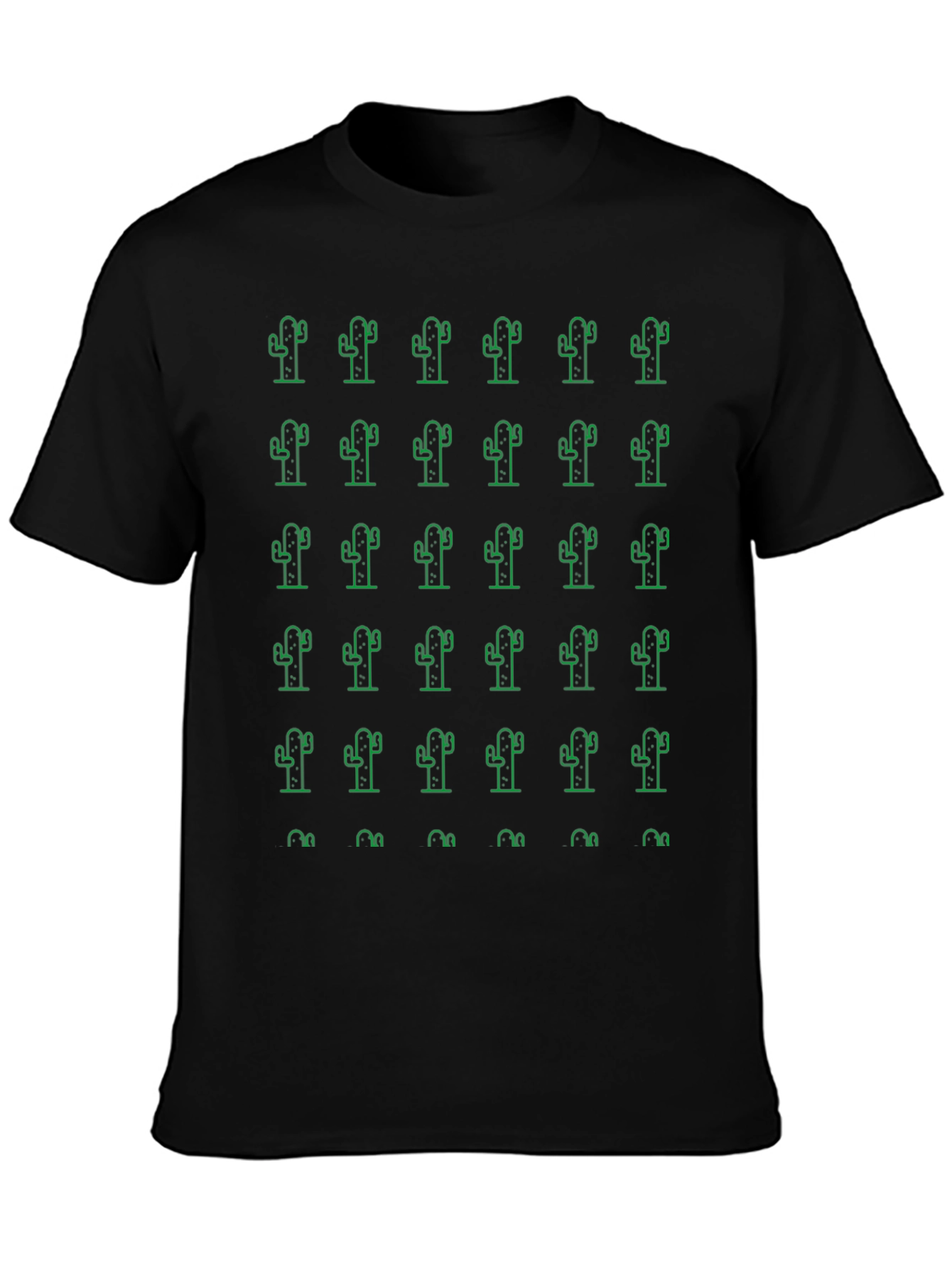 Cactus Pattern Crew Neck T-Shirt