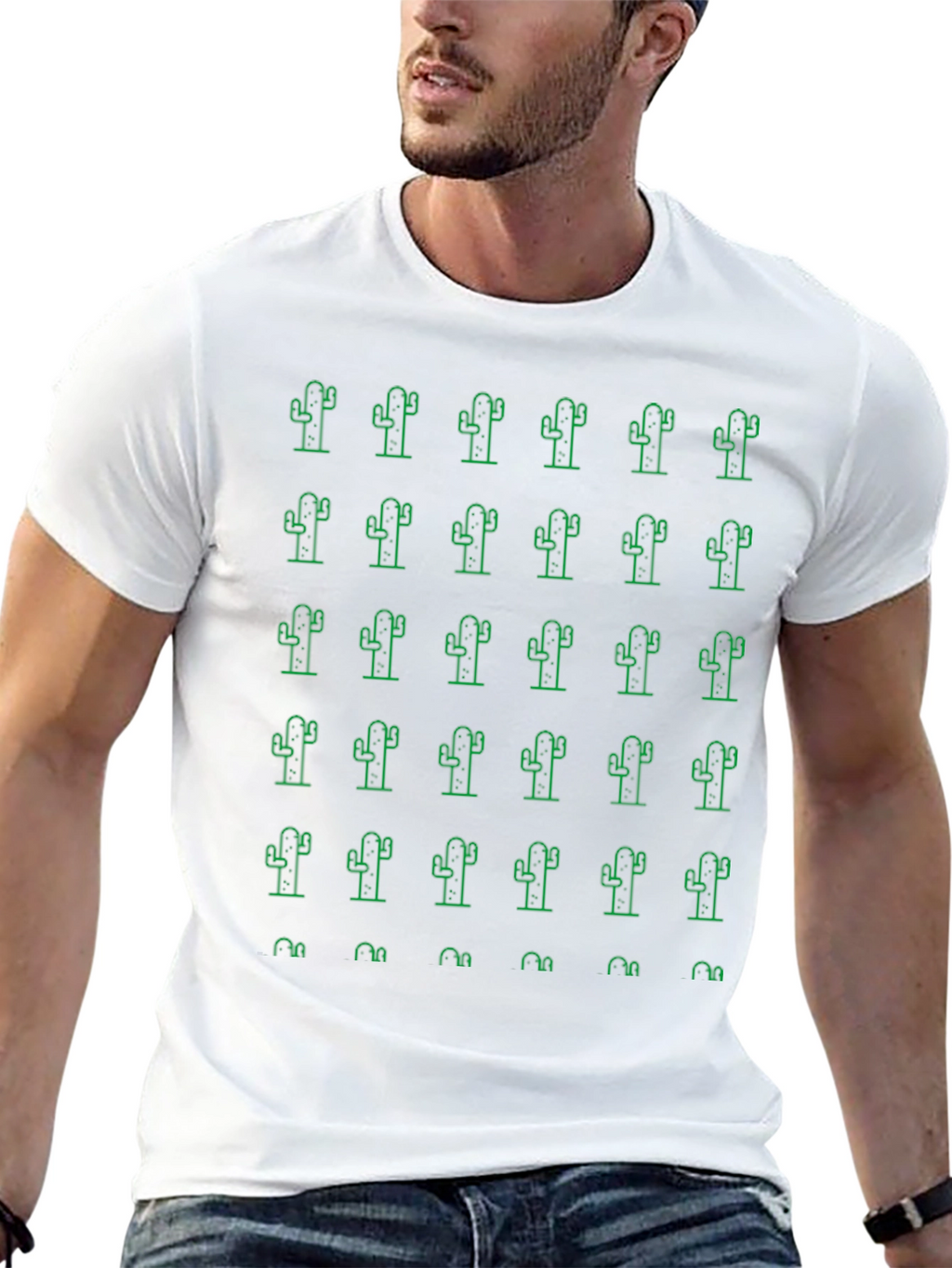 Cactus Pattern Crew Neck T-Shirt