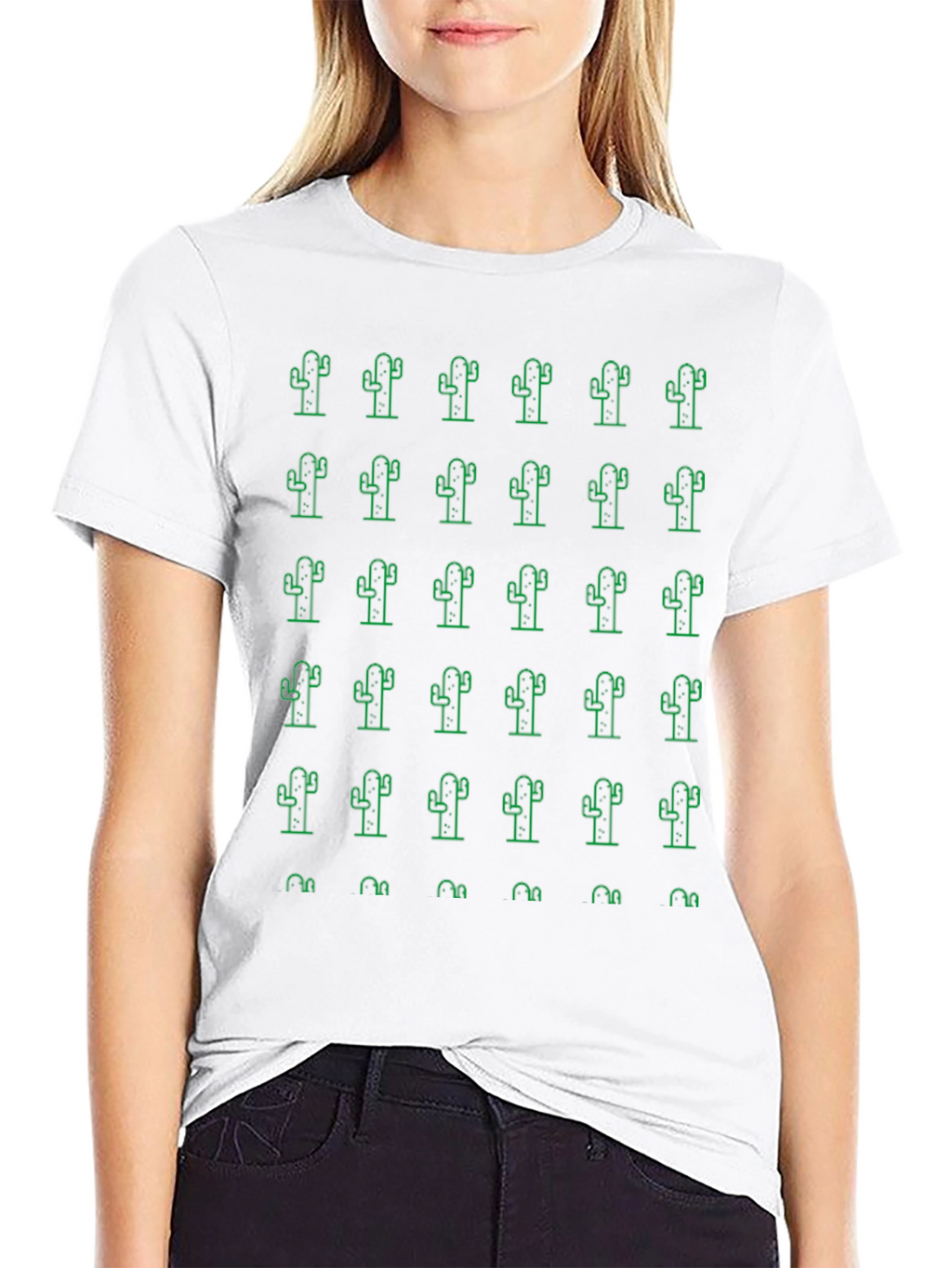 Cactus Pattern Crew Neck T-Shirt