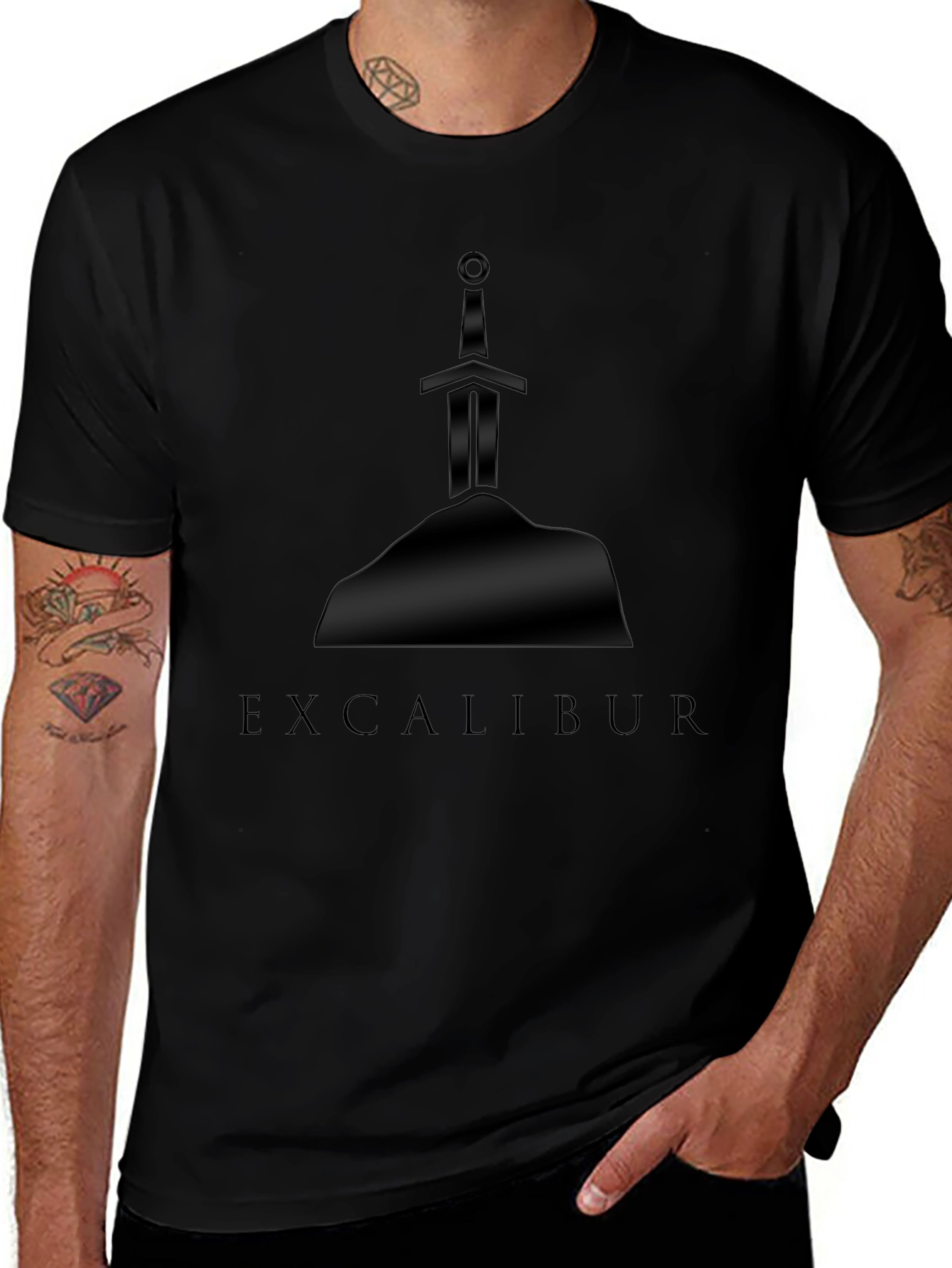 Excalibur Sword in Stone Graphic Tee - Black