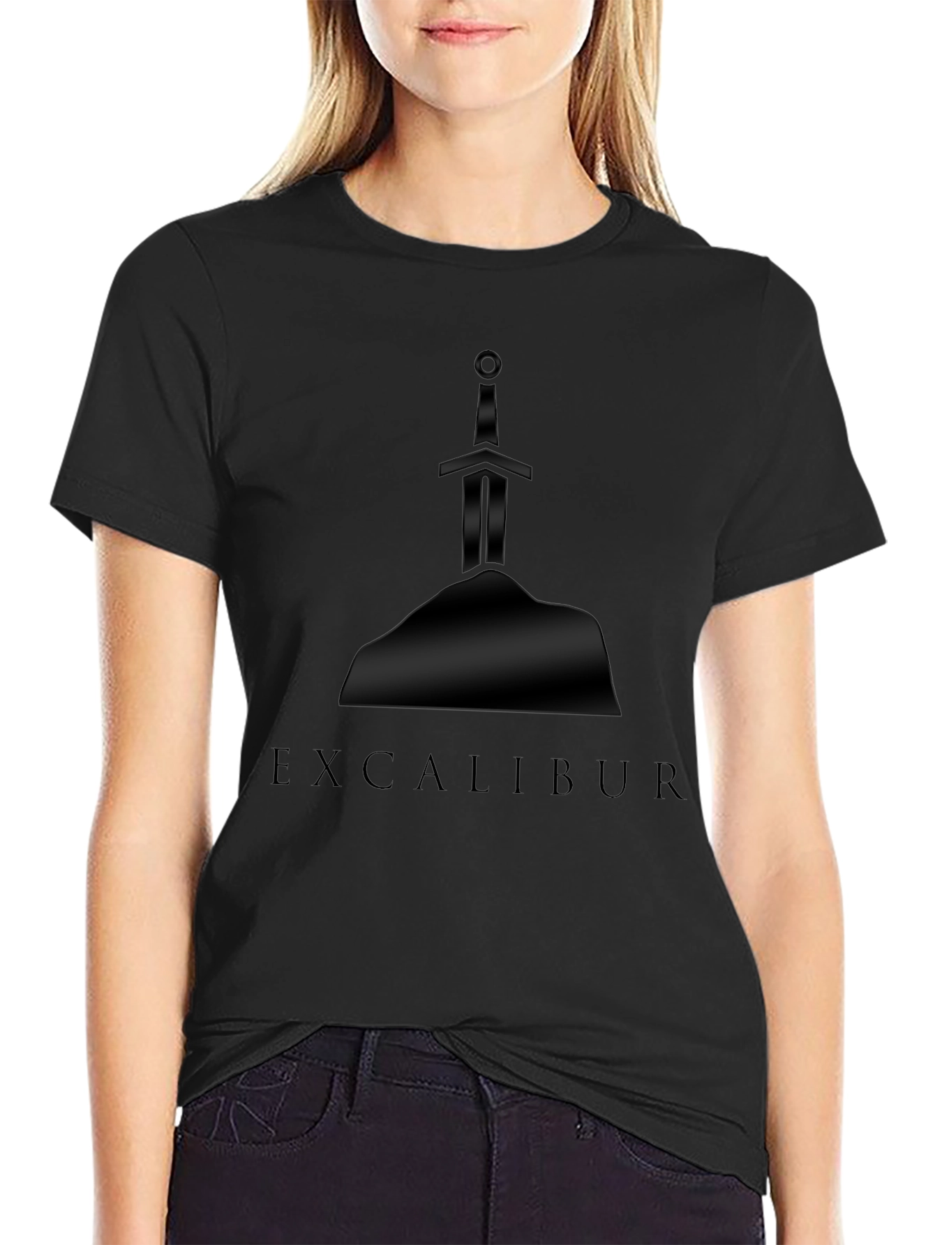 Excalibur Sword in Stone Graphic Tee - Black