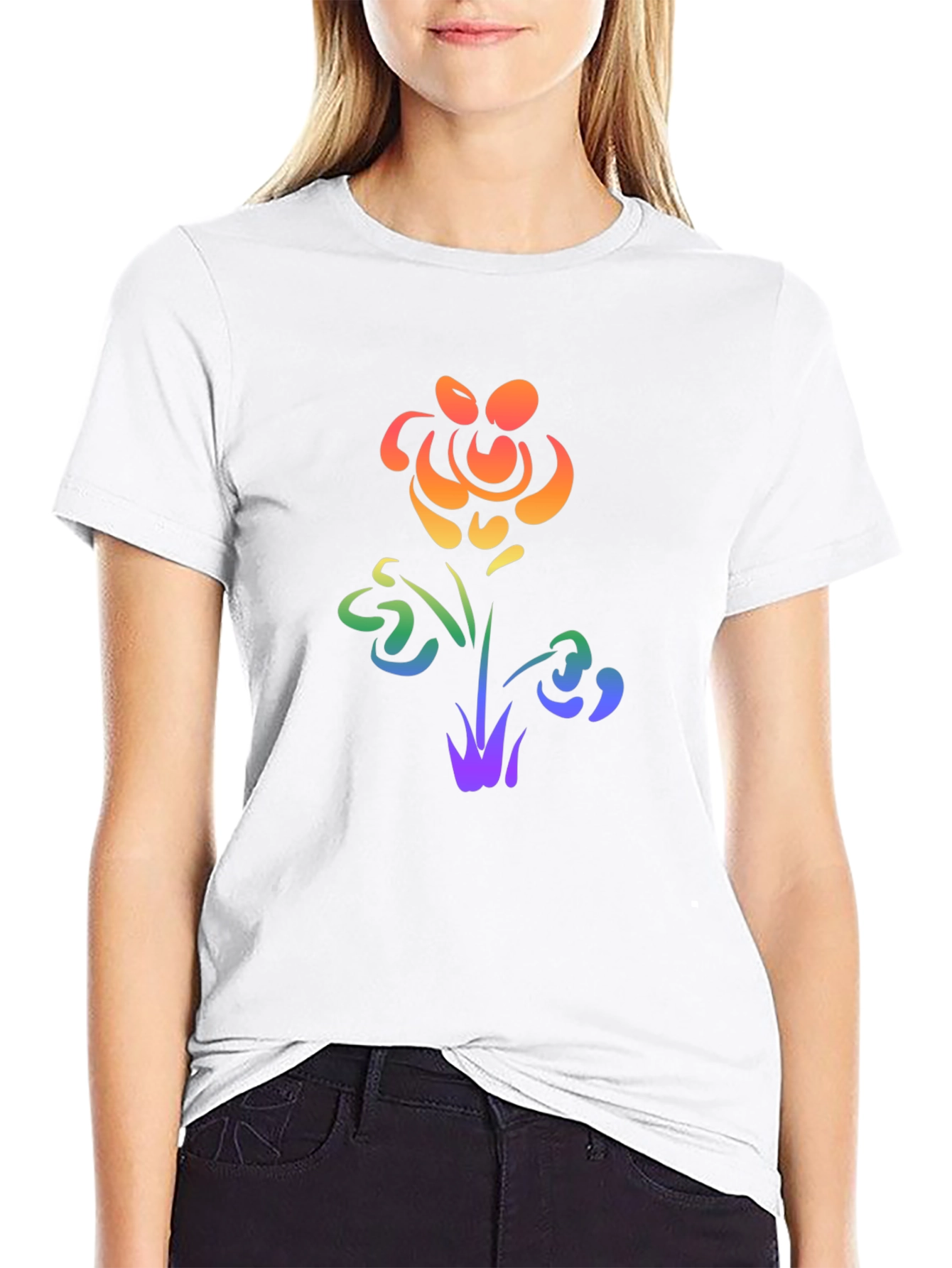 Rainbow Flower Graphic Tee - Pride Apparel