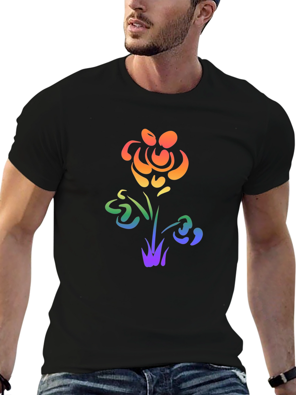 Rainbow Flower Graphic Tee - Pride Apparel