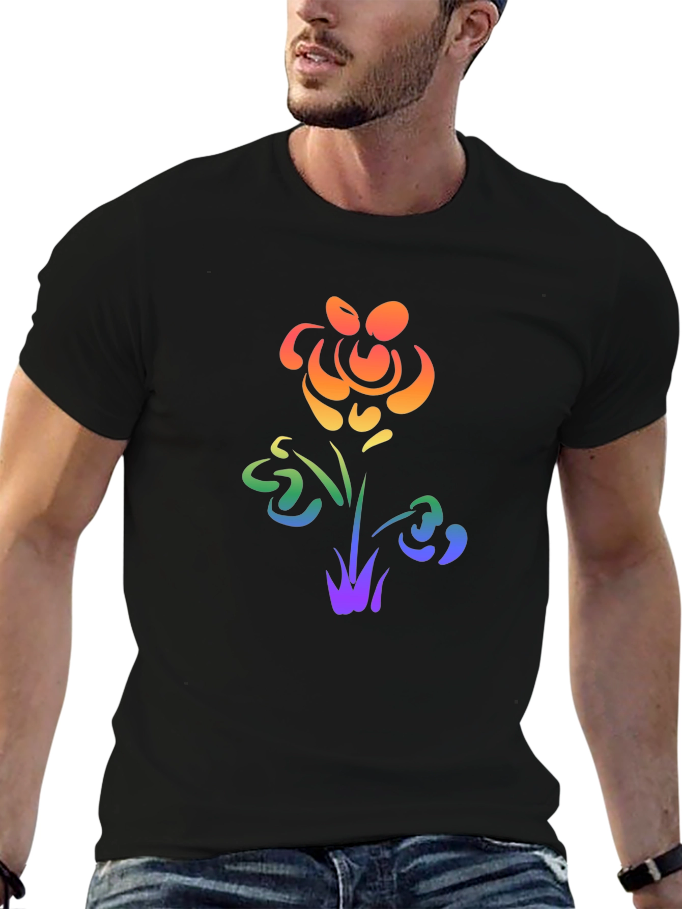 Rainbow Flower Graphic Tee - Pride Apparel
