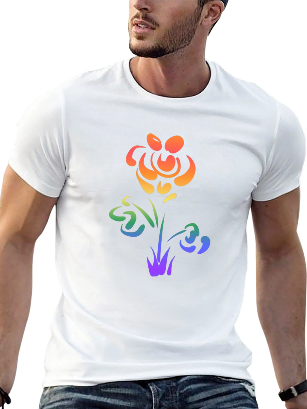 Rainbow Flower Graphic Tee - Pride Apparel
