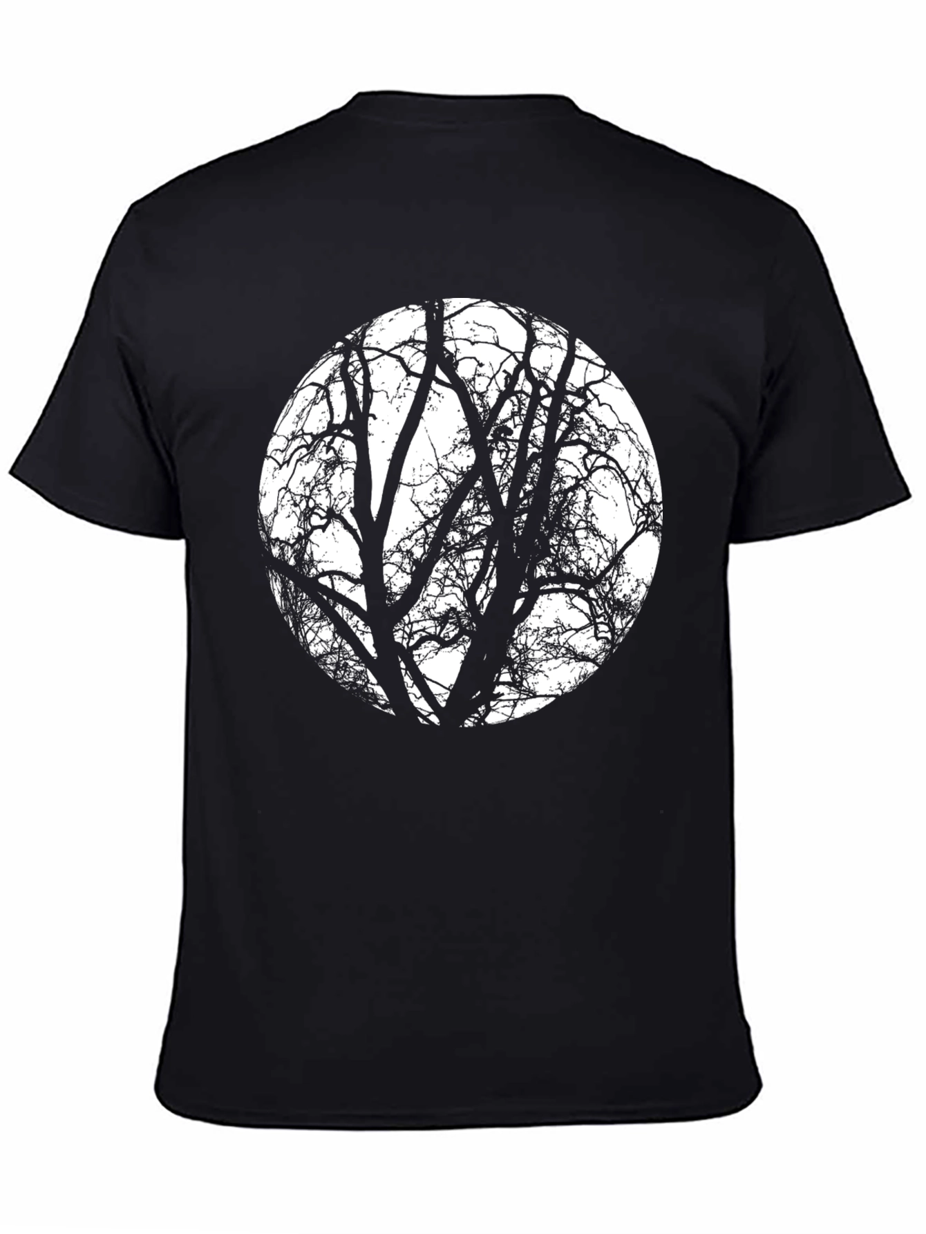 Tree Branch Silhouette Graphic Tee - Black Cotton Blend