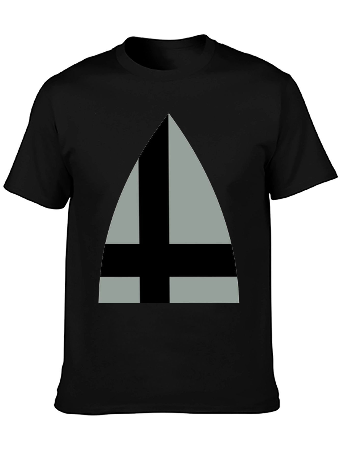 Triangle Cross Graphic Tee - Mens Black Cotton T-Shirt