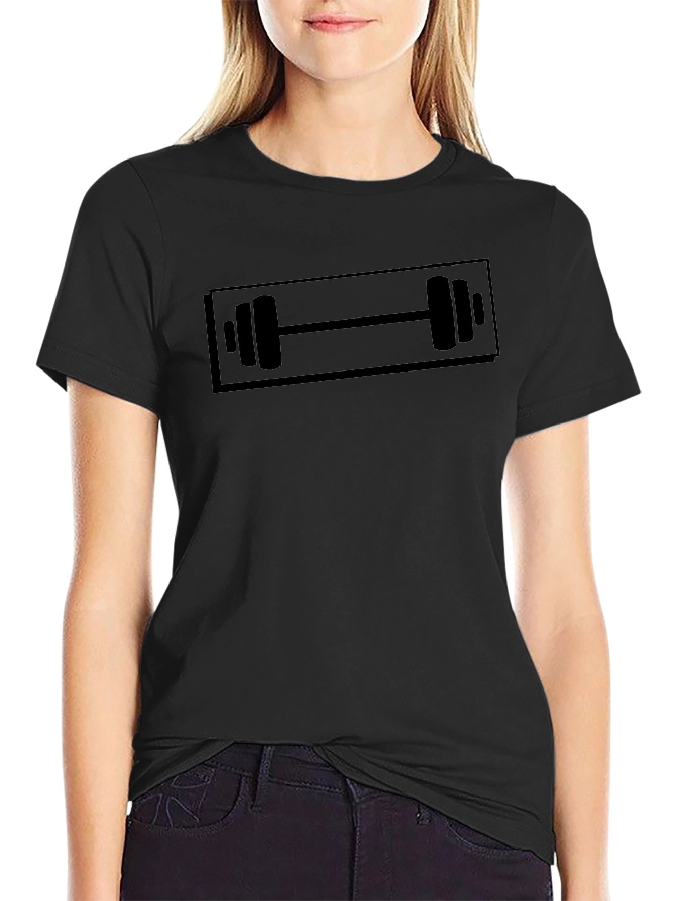 Workout Barbell Graphic Black T-Shirt