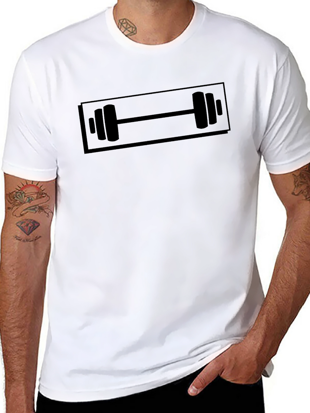 Workout Barbell Graphic Black T-Shirt