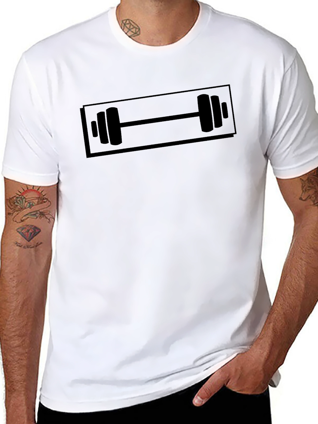 Workout Barbell Graphic Black T-Shirt